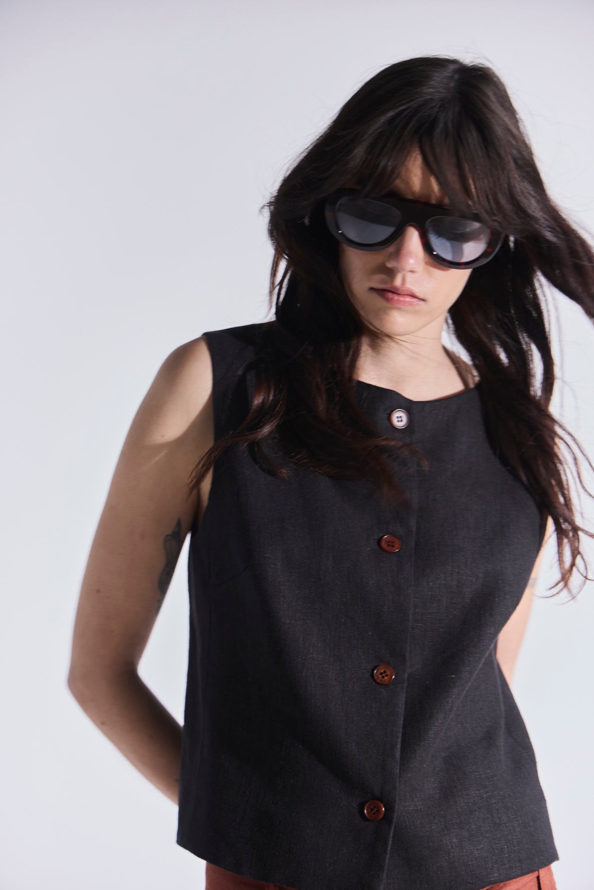 Gilet Minimun Lino Negro