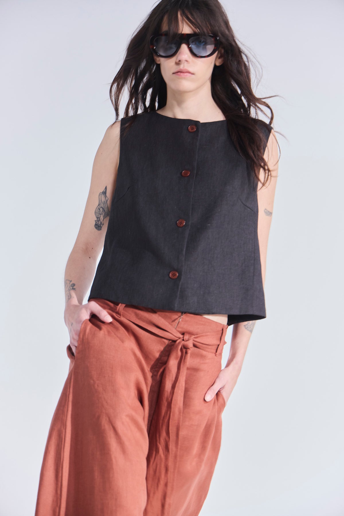 Gilet Minimun Lino Negro