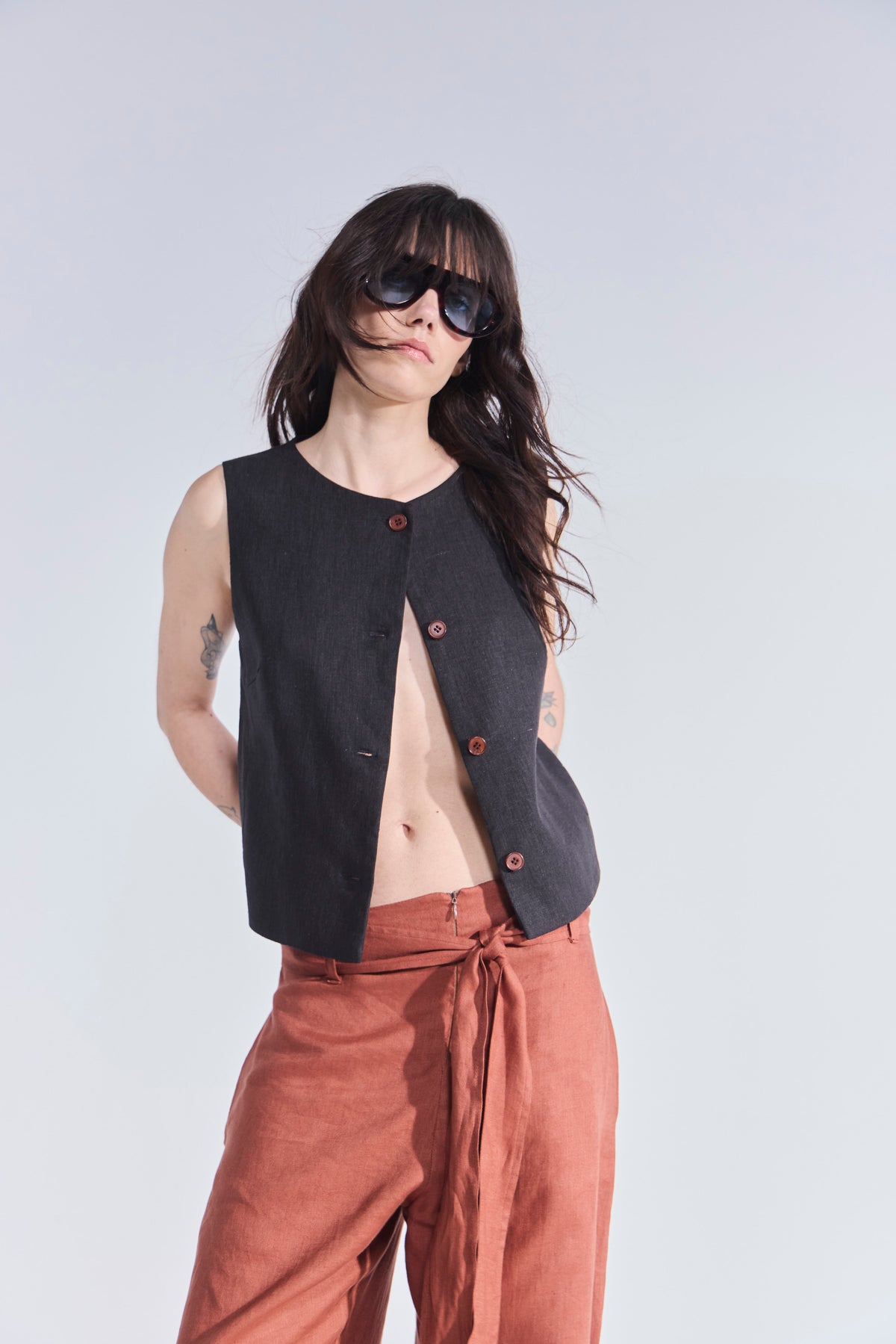 Gilet Minimun Lino Negro