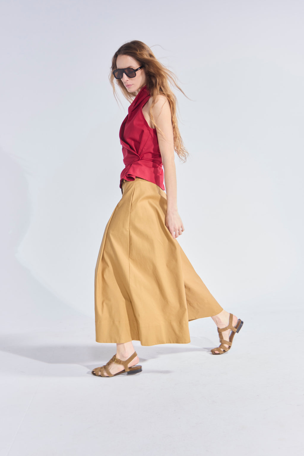 Falda Pantalón Riviera Gabardina Camel
