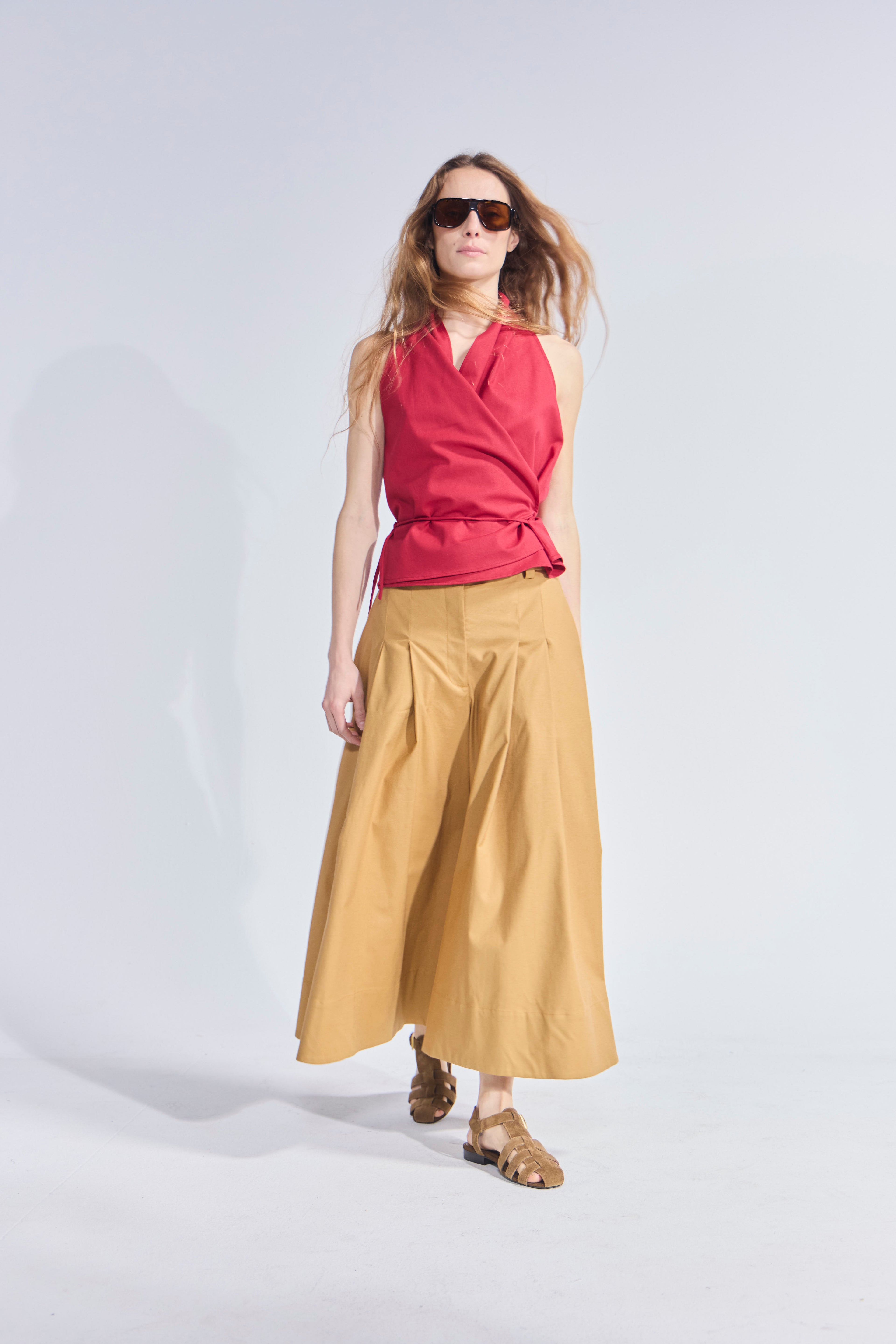Falda Pantalón Riviera Gabardina Camel