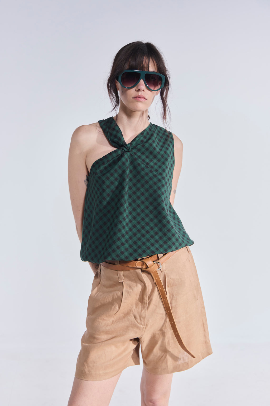 Top Attache Escocés Negro Verde