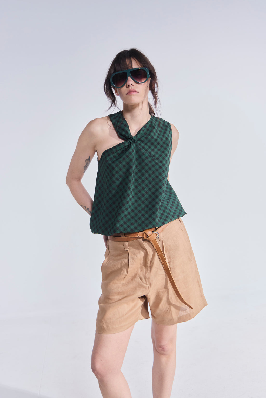 Top Attache Escocés Negro Verde
