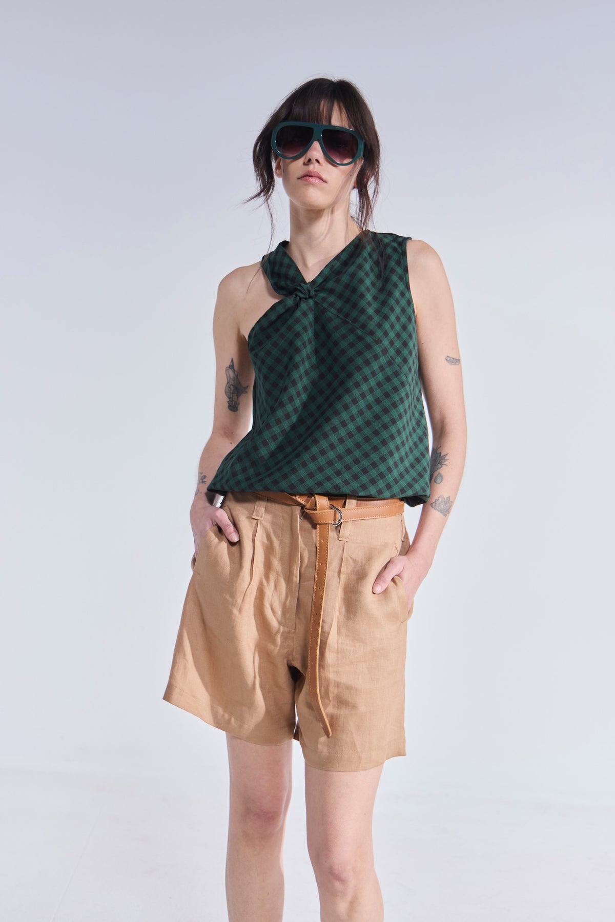 Top Attache Escocés Negro Verde