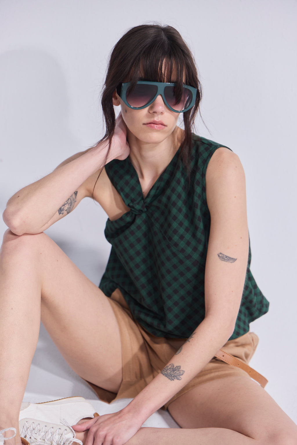 Top Attache Escocés Negro Verde
