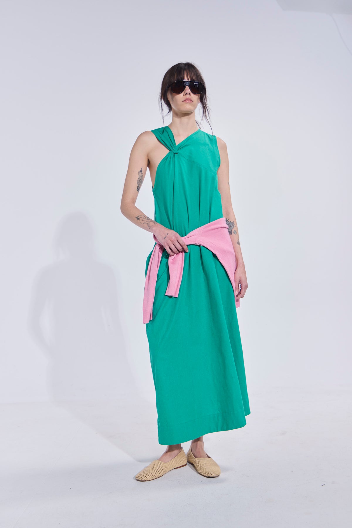 Vestido Croise Algodón Verde Esmeralda