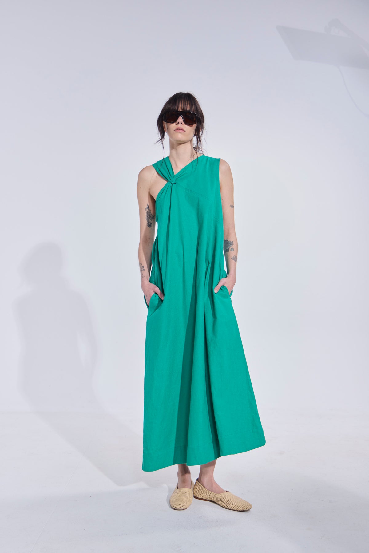 Vestido Croise Algodón Verde Esmeralda