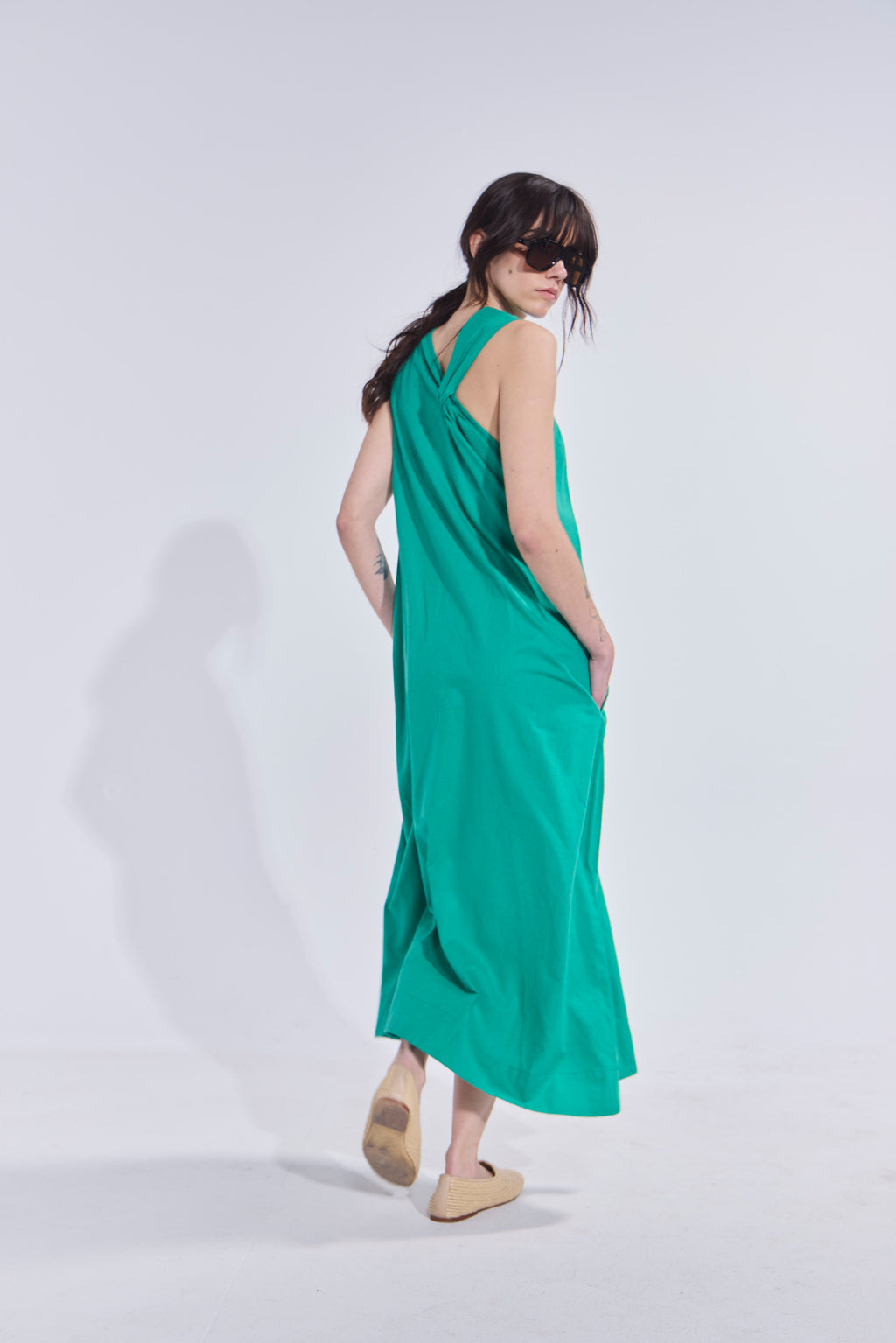 Vestido Croise Algodón Verde Esmeralda