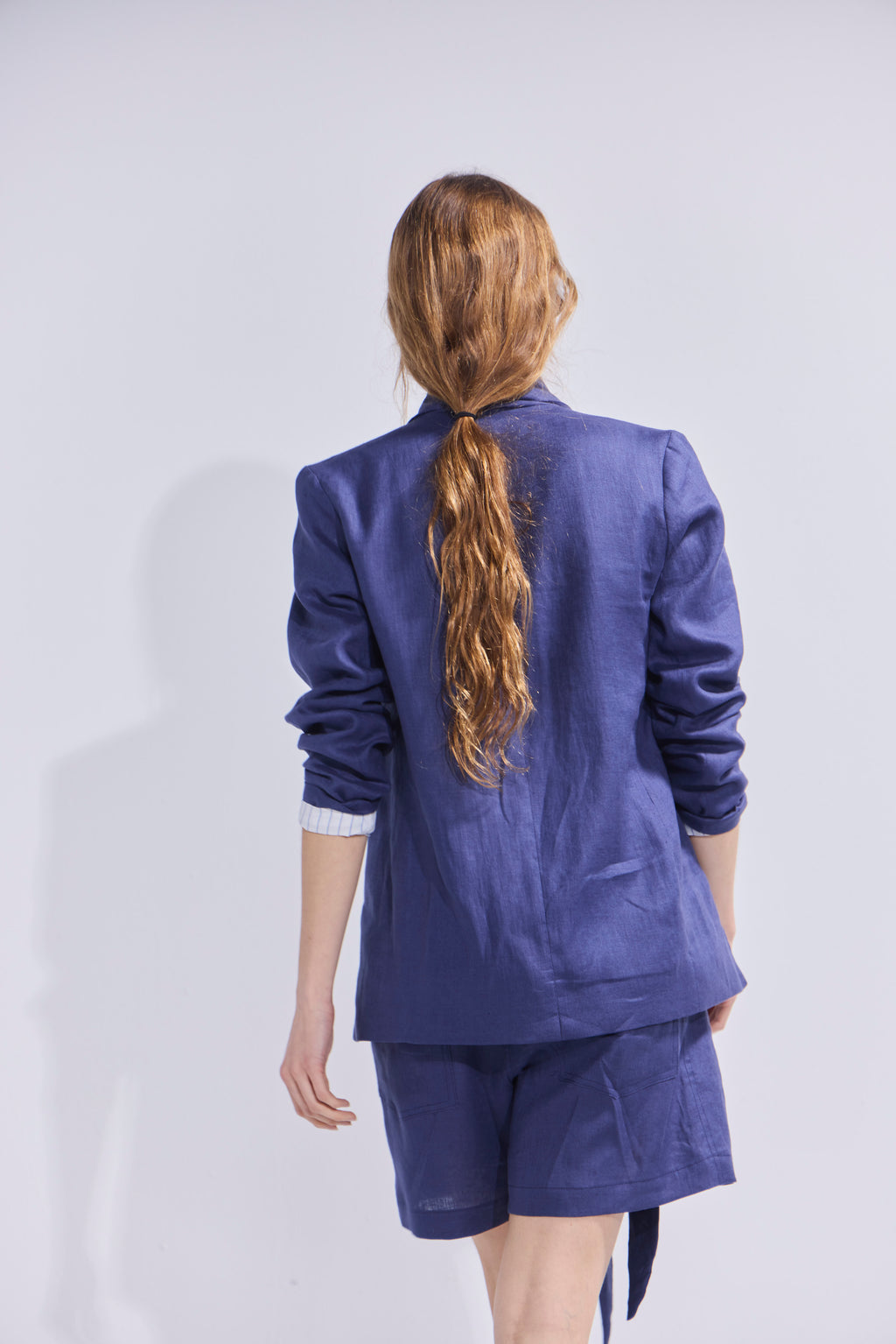 Blazer Mouchoir 100% Lino Azul