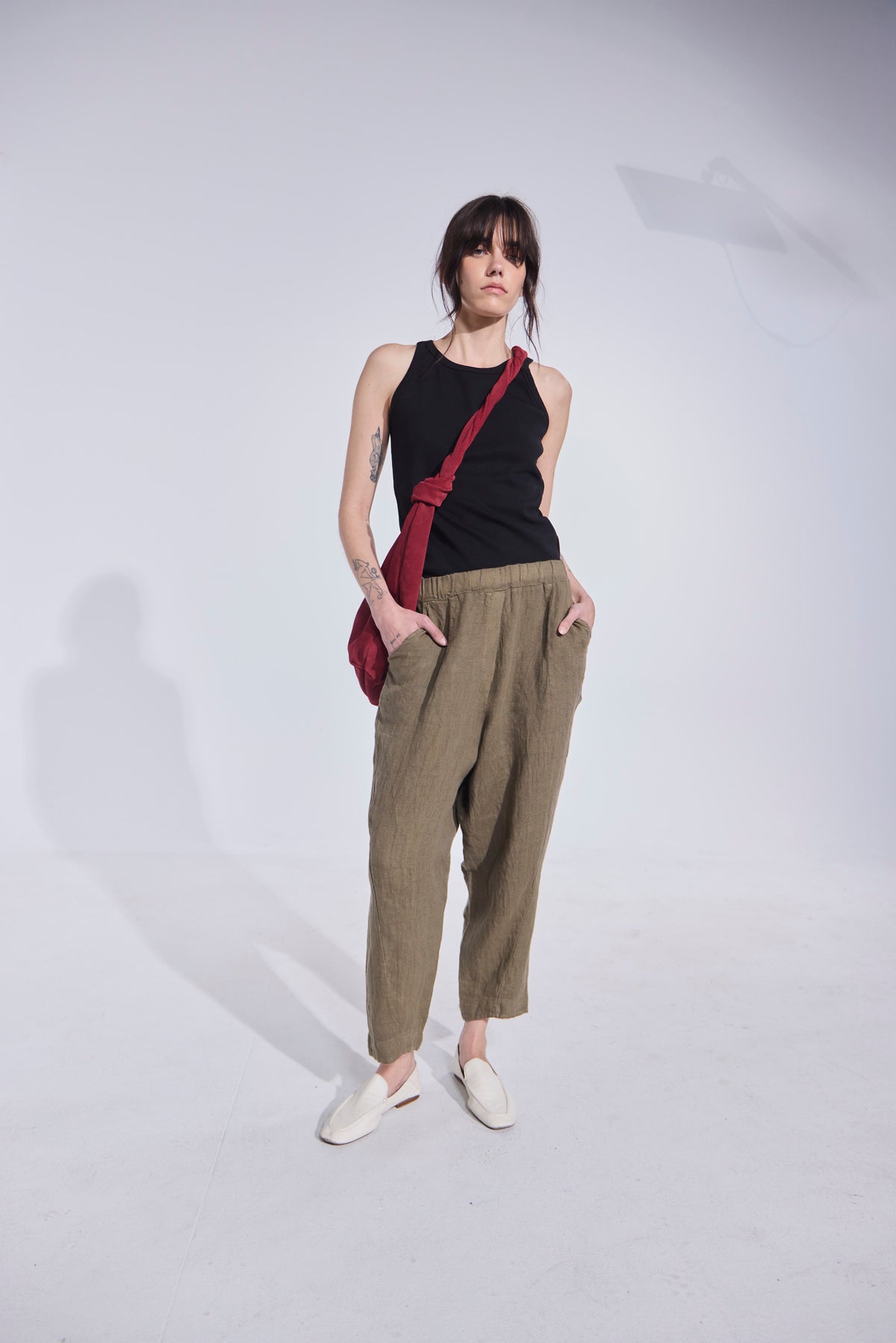 Pantalón Noué 100% Lino Verde Musgo