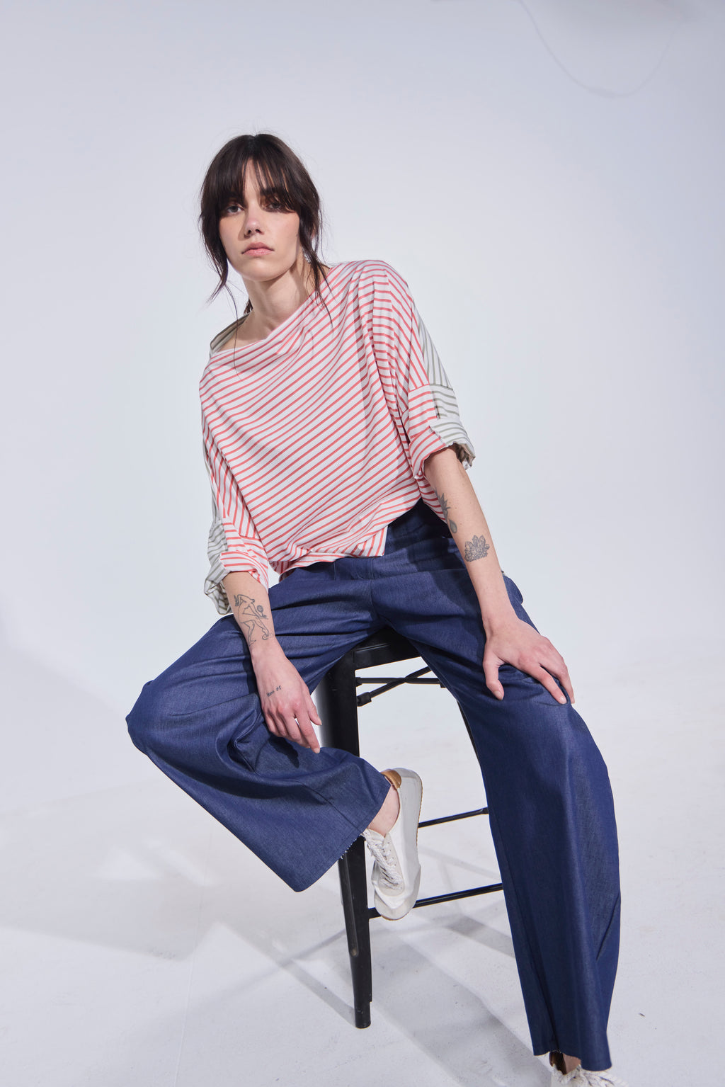 Polera Ligne Rosa-Verde Oliva