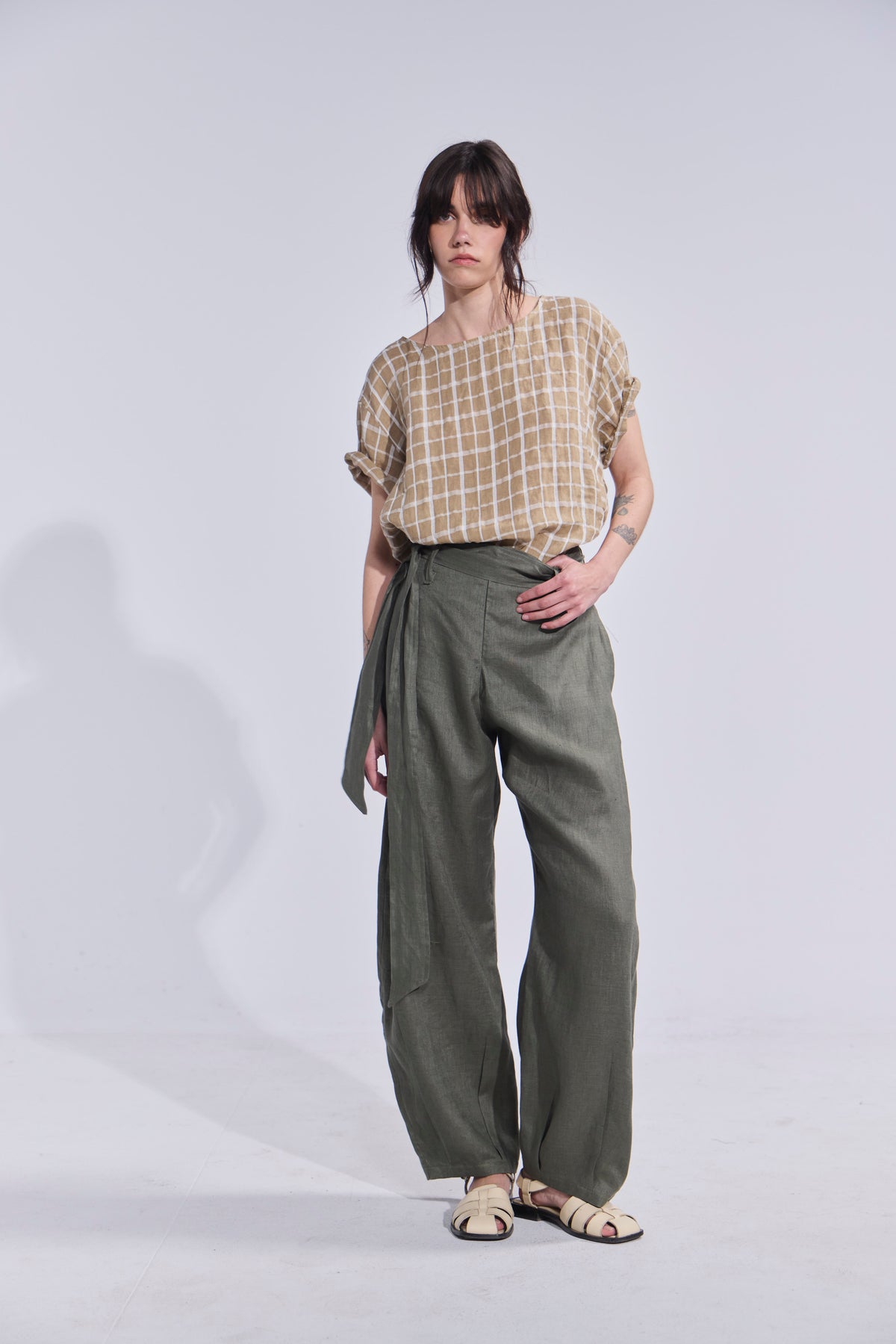 Pantalon Ameliore 100% Lino Verde