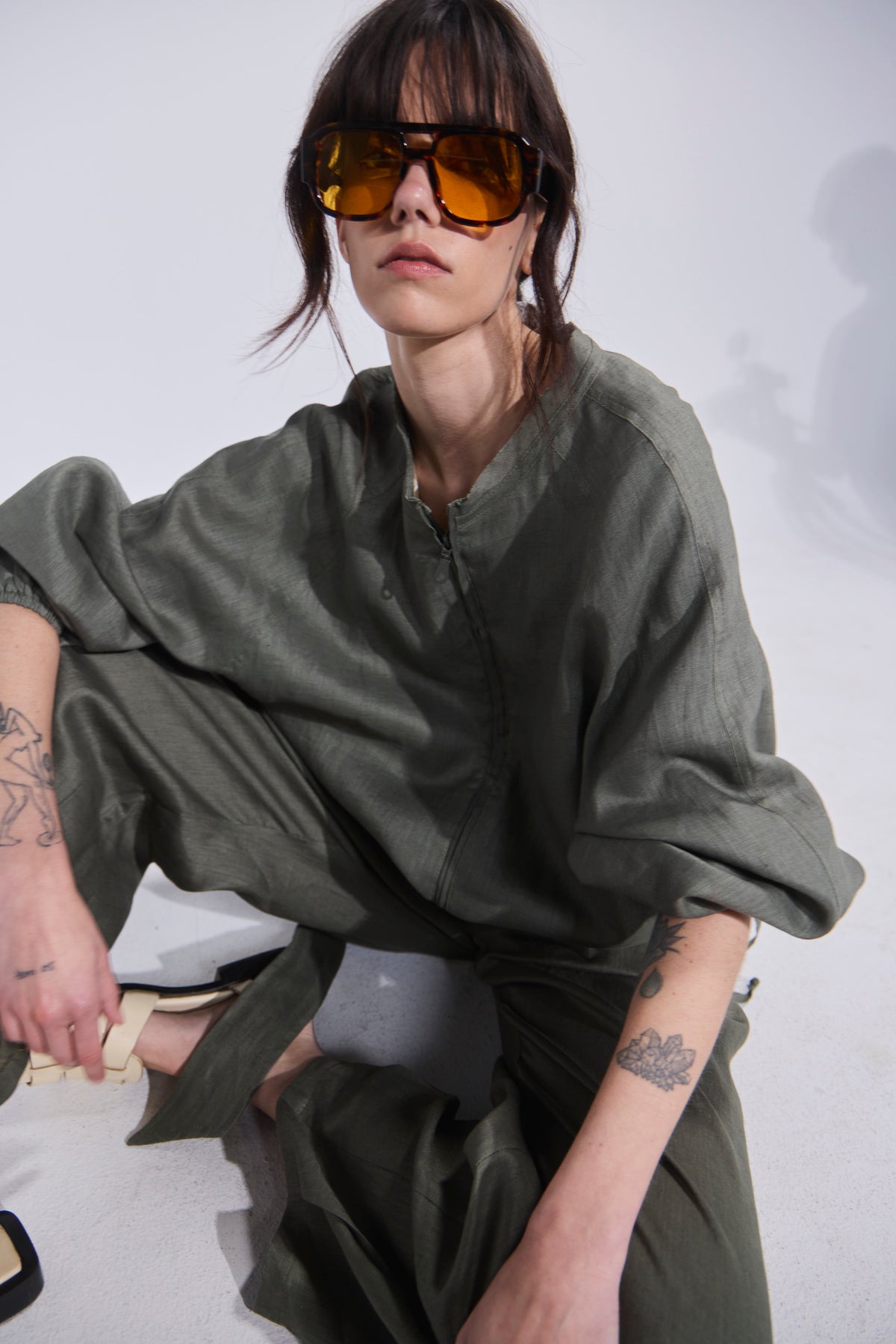 Chaqueta Bomber Embruas 100% Lino Verde