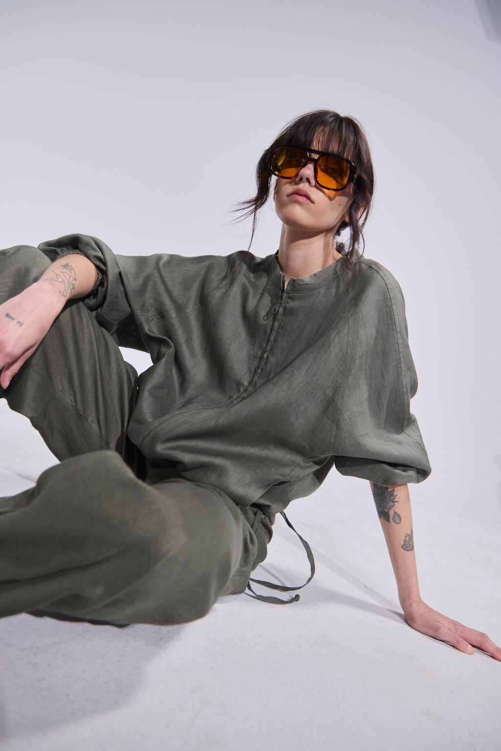 Chaqueta Bomber Embruas 100% Lino Verde