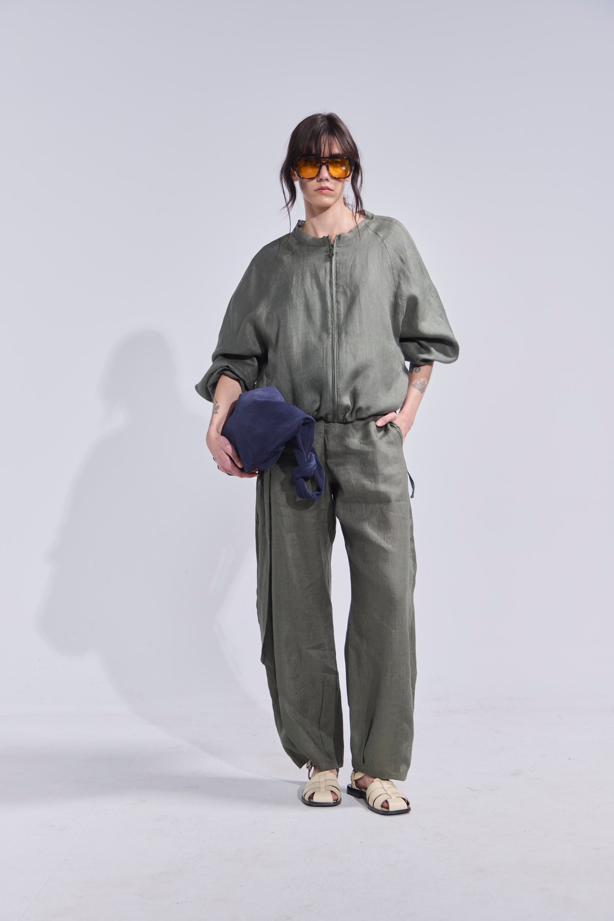 Chaqueta Bomber Embruas 100% Lino Verde