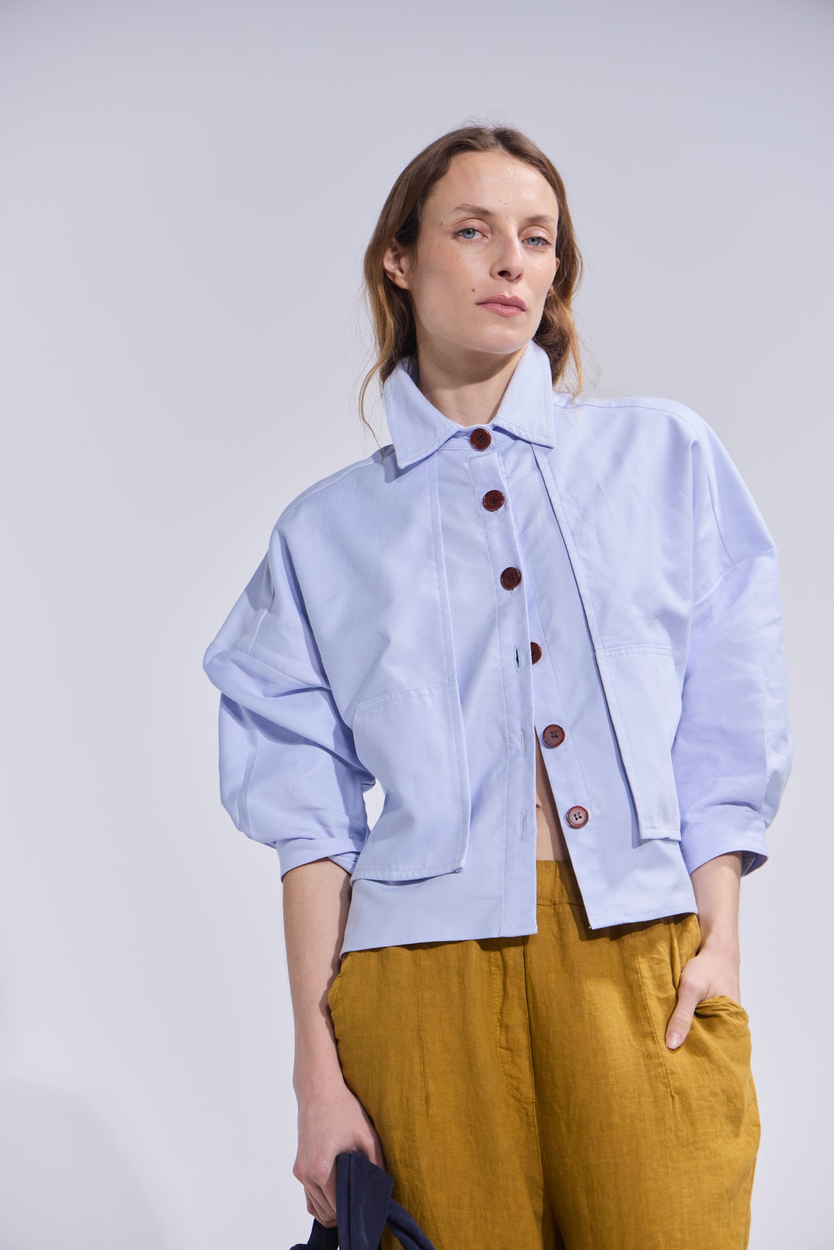 Sobrecamisa Delie Algodón Celeste Cielo