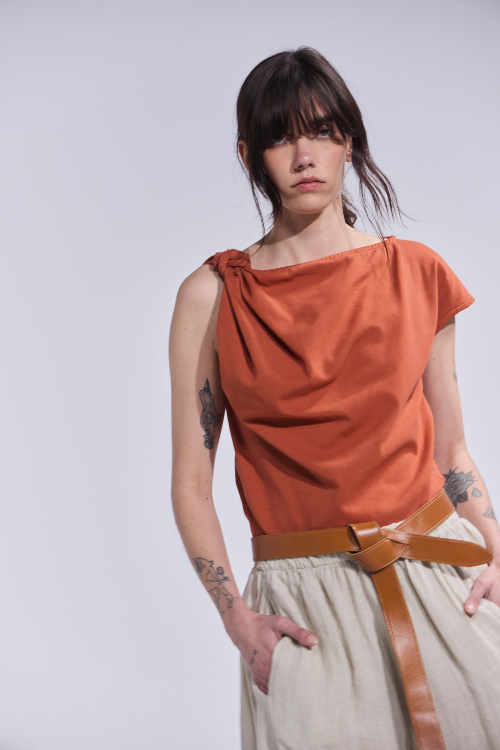 Top Perle Algodón Terracota