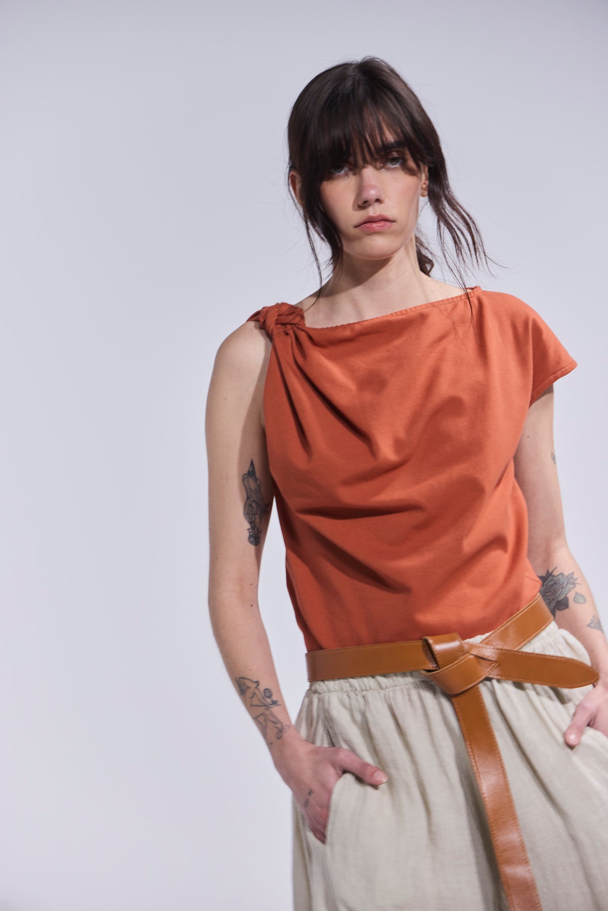Top Perle Algodón Terracota