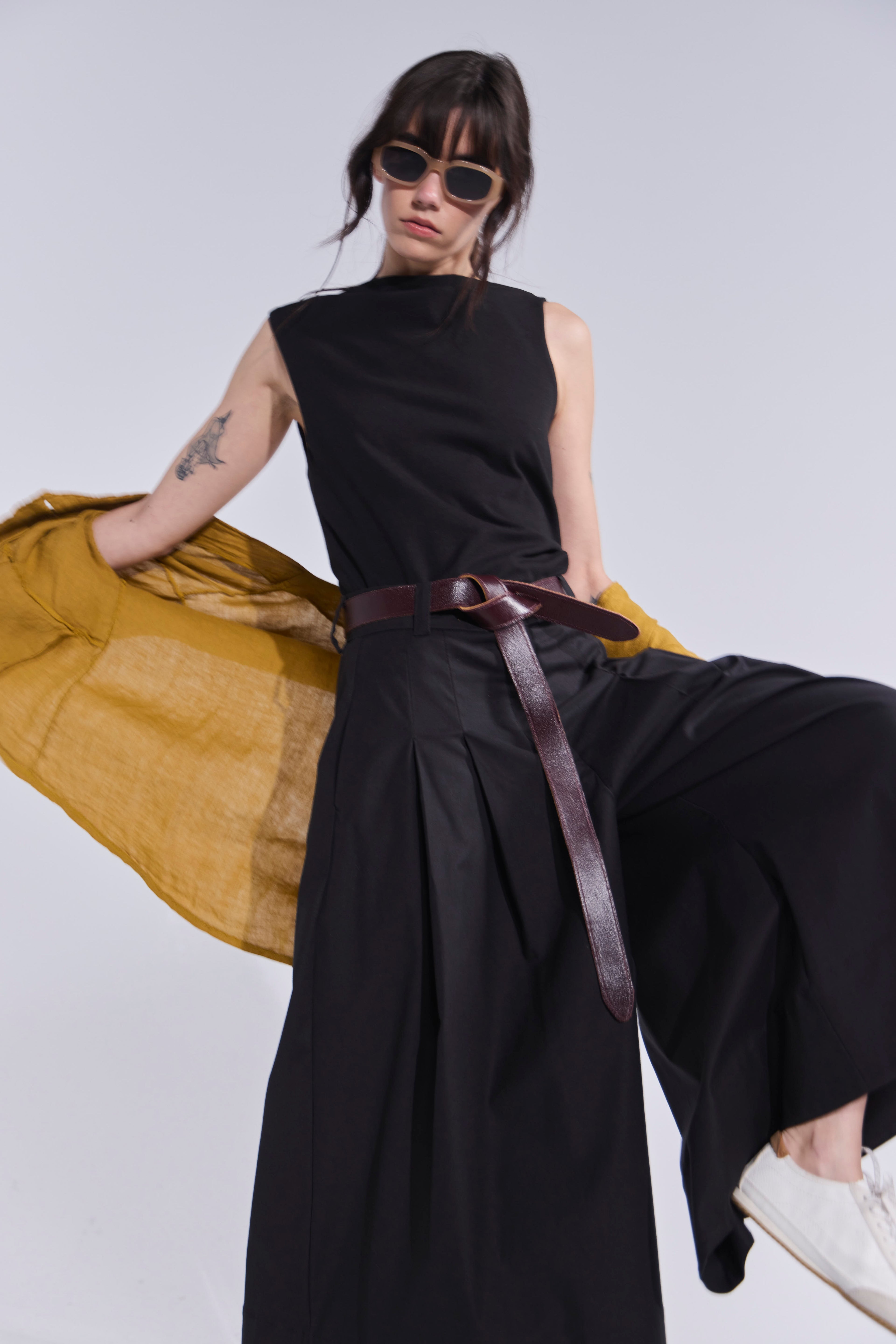 Falda Pantalón Riviera Gabardina Negro