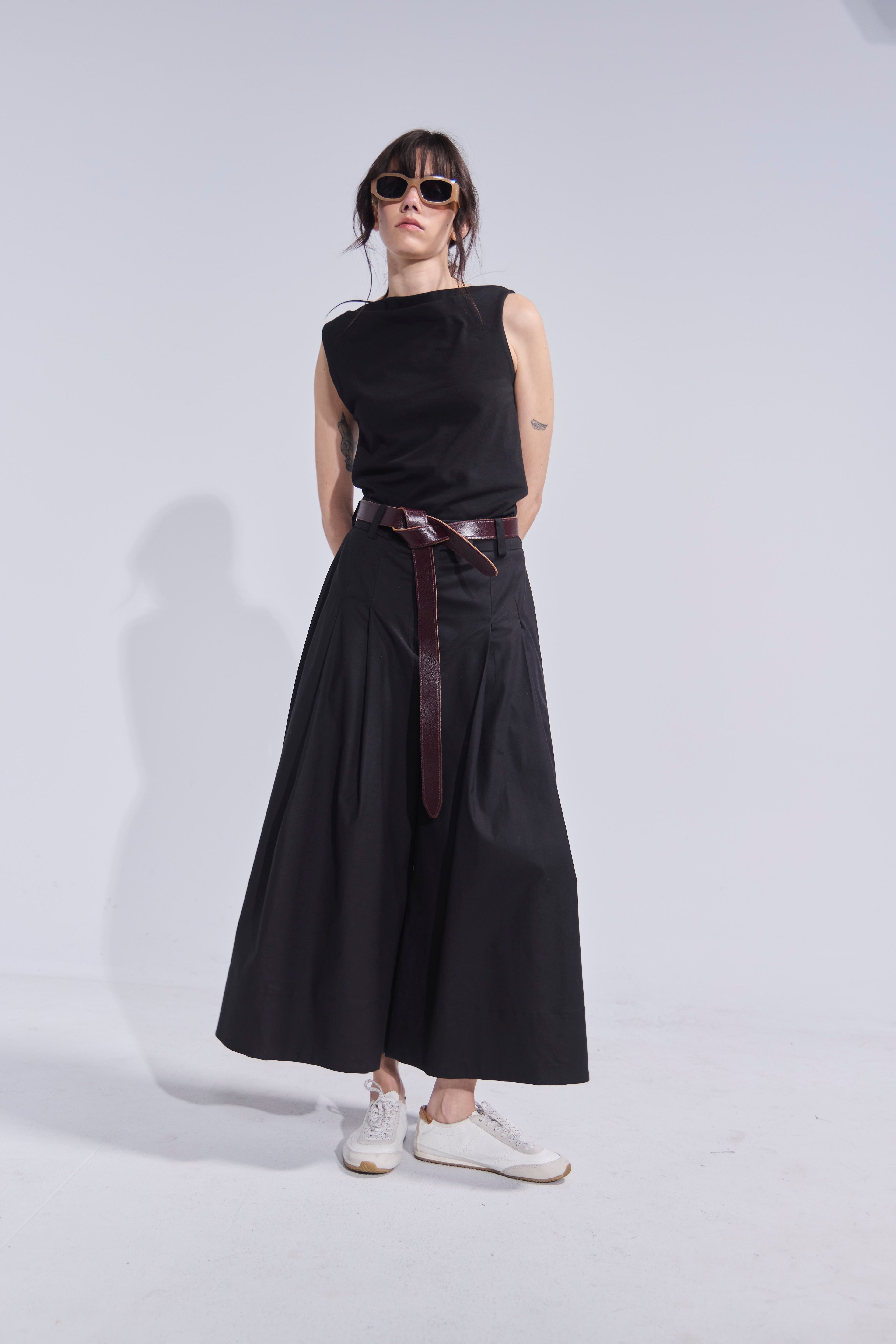Falda Pantalón Riviera Gabardina Negro