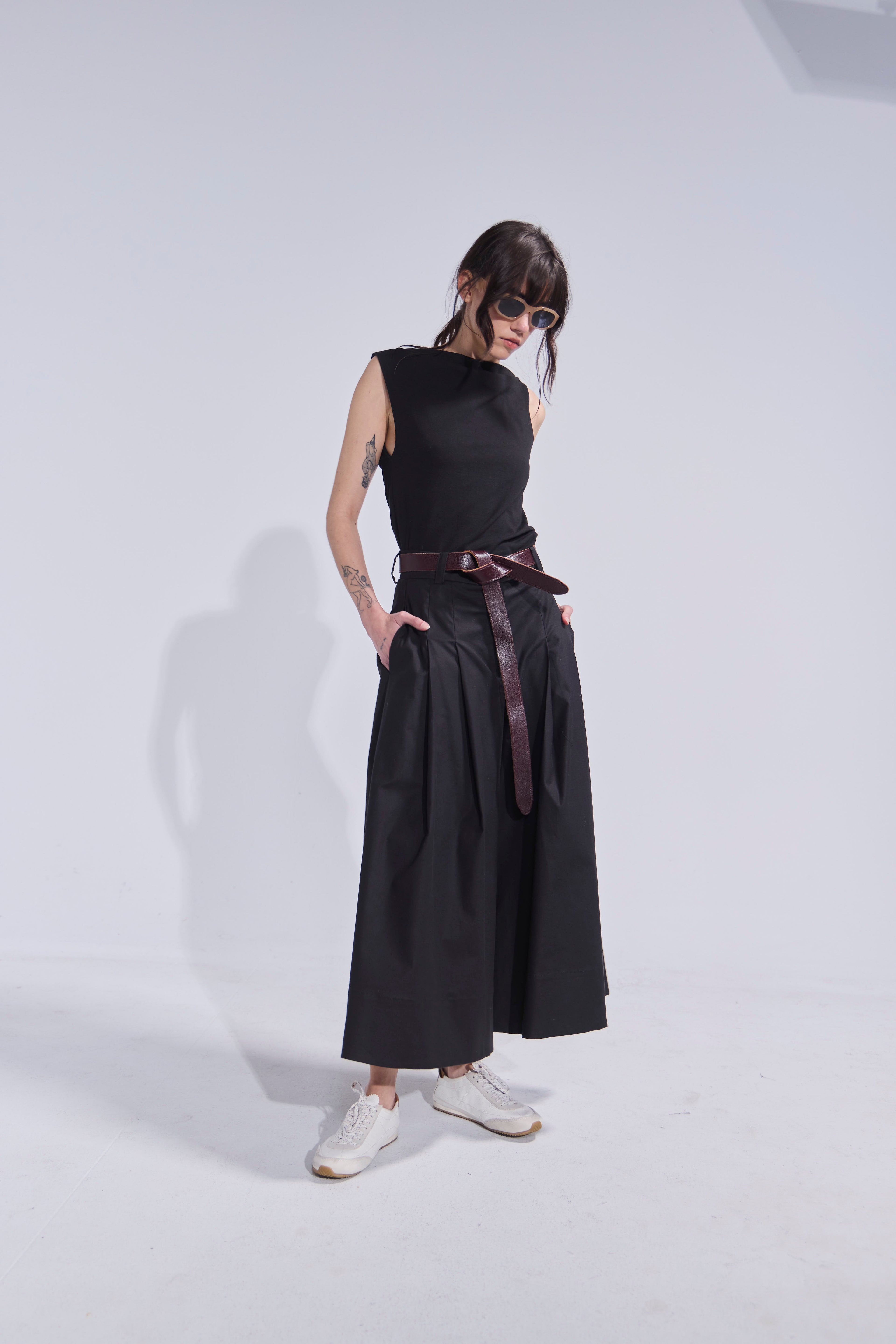 Falda Pantalón Riviera Gabardina Negro