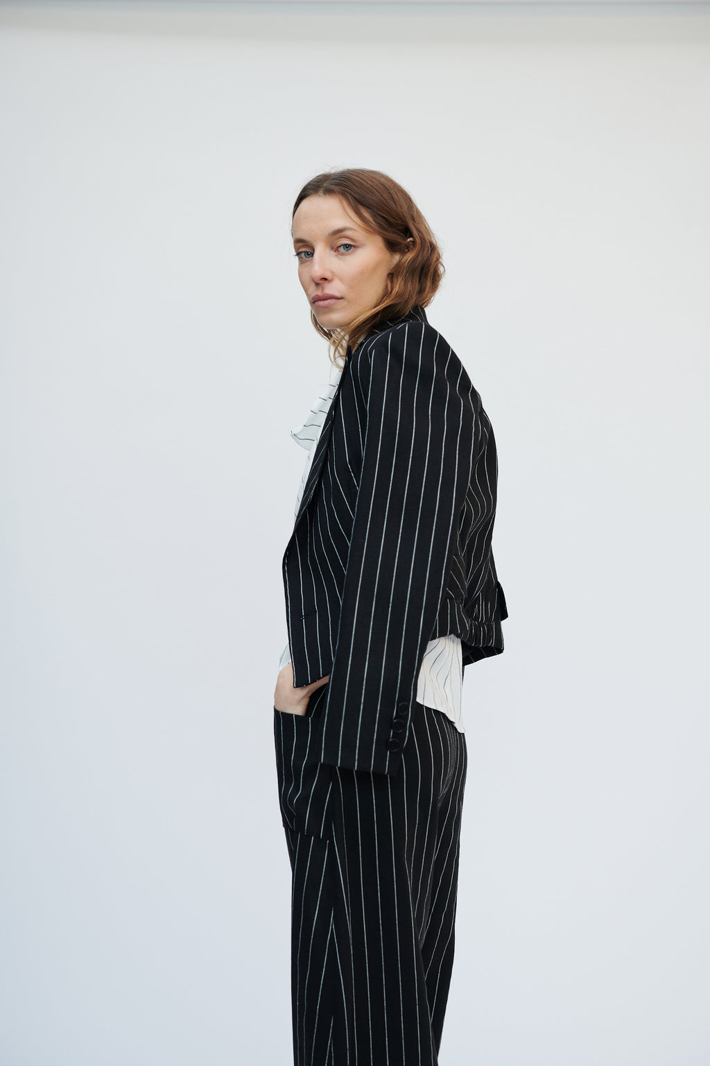 Blazer Mosela Lino Listado Negro | Limited Edition