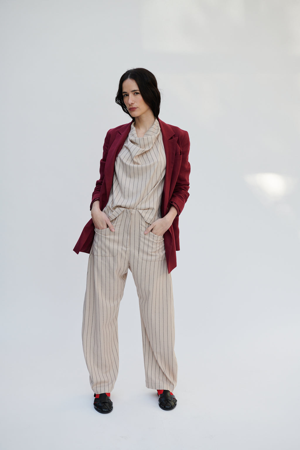 Top Font Lino Listado Beige | Limited Edition