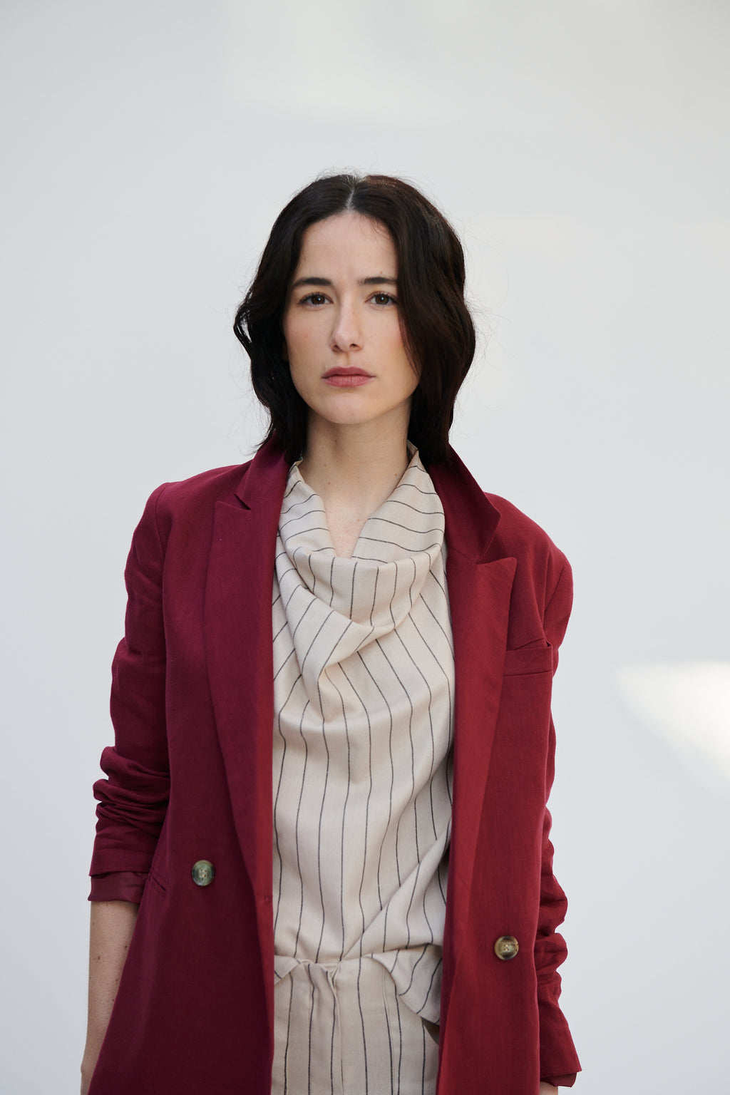 Top Font Lino Listado Beige | Limited Edition