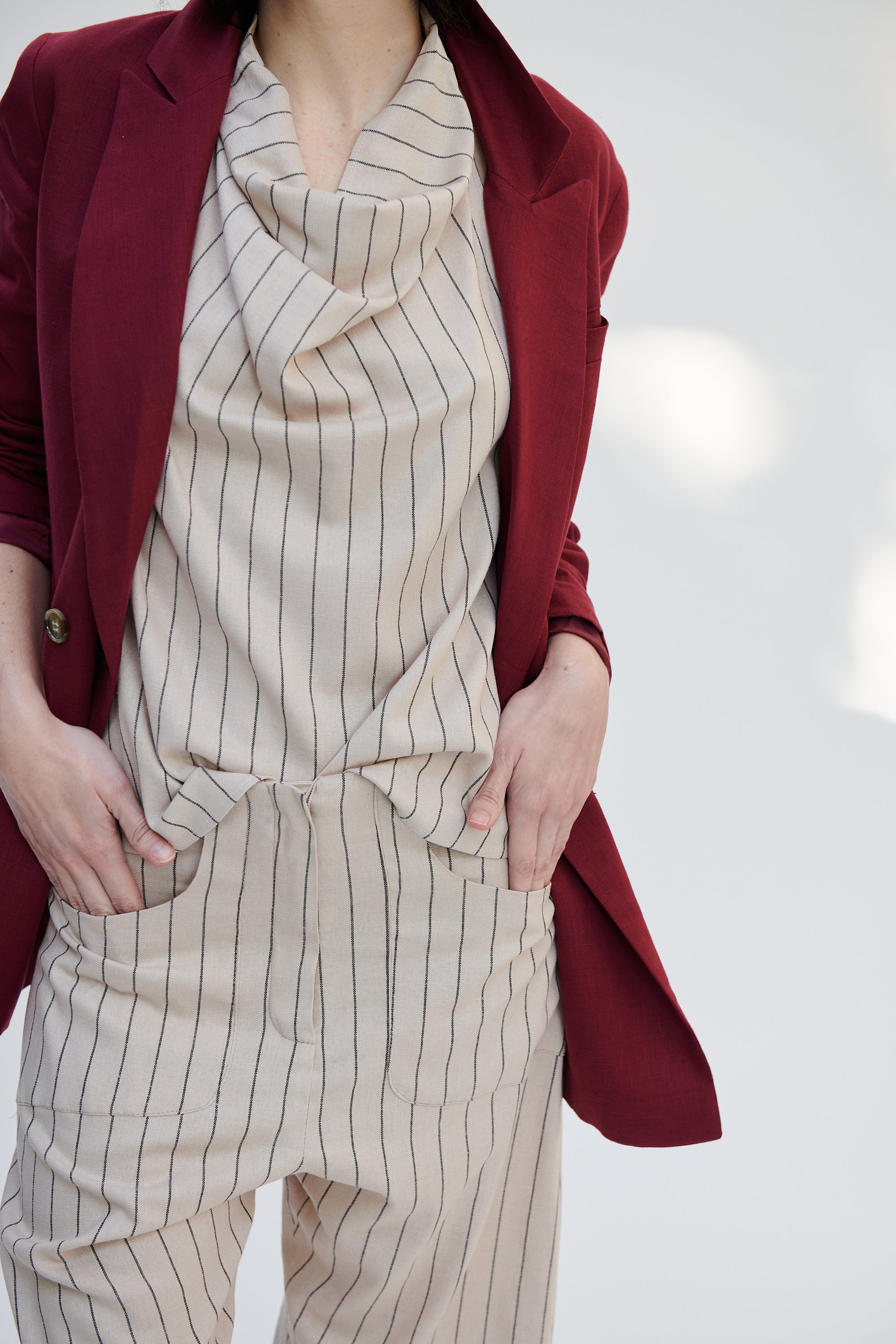 Top Font Lino Listado Beige | Limited Edition