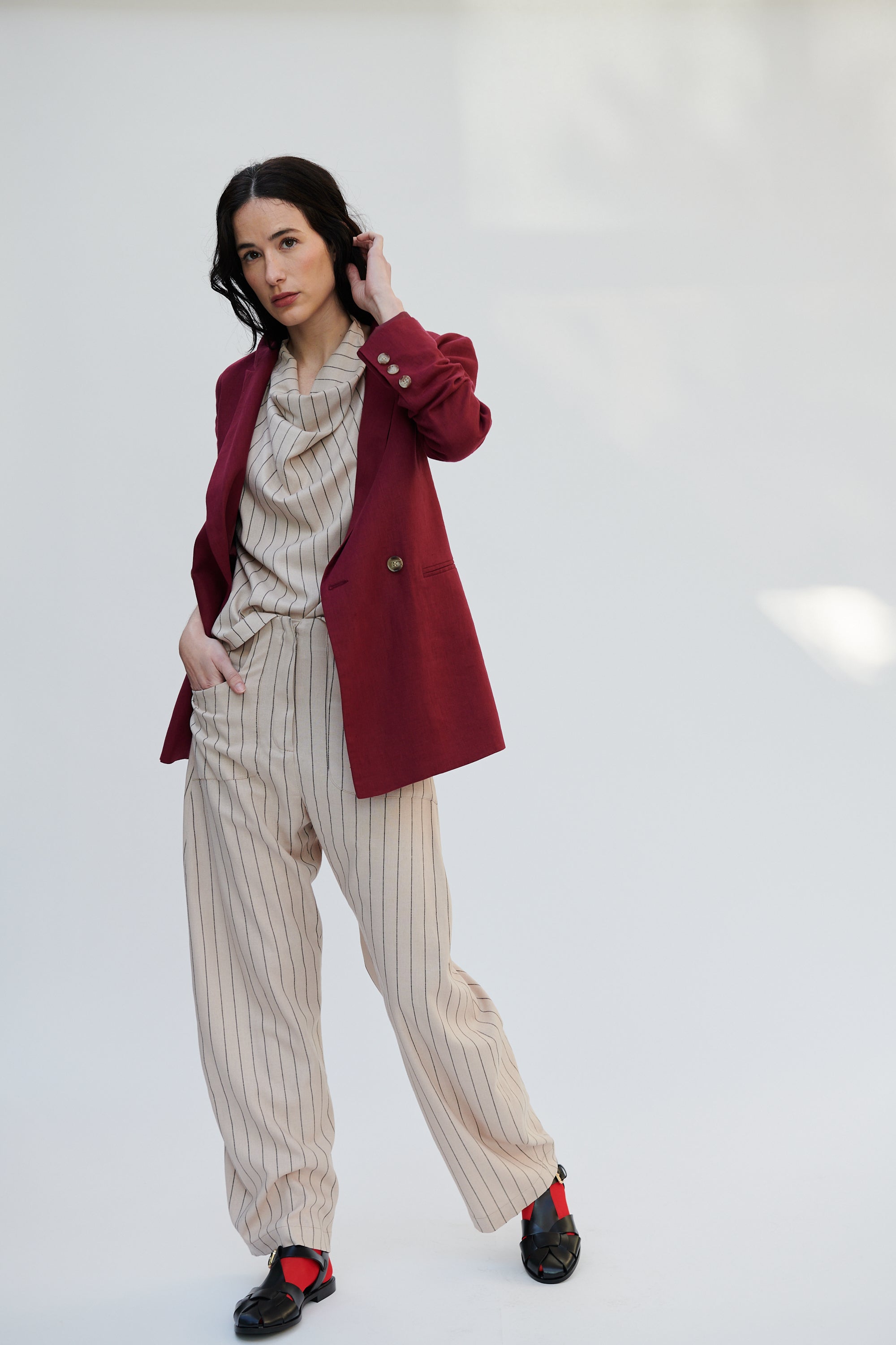 Top Font Lino Listado Beige | Limited Edition