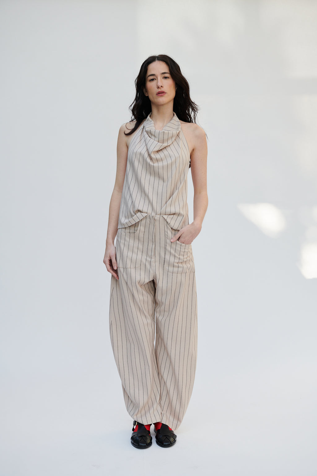 Top Font Lino Listado Beige | Limited Edition