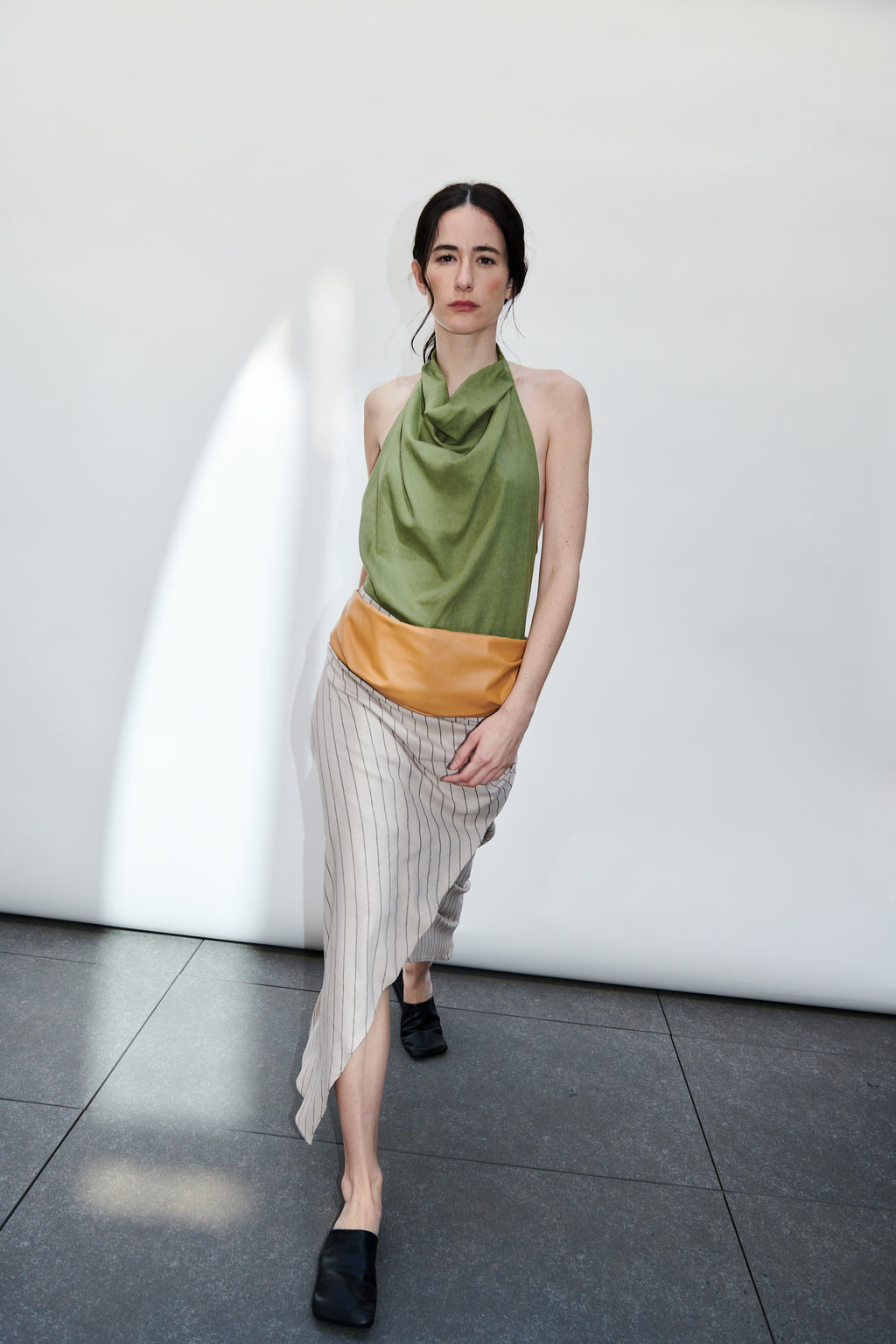 Falda Barut Lino Listado Beige