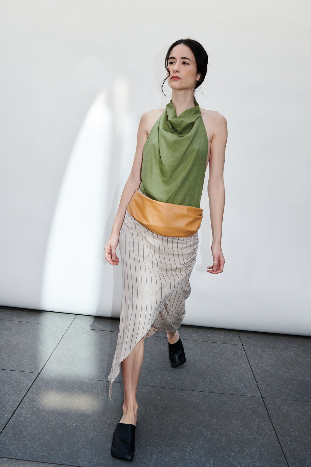 Falda Barut Lino Listado Beige