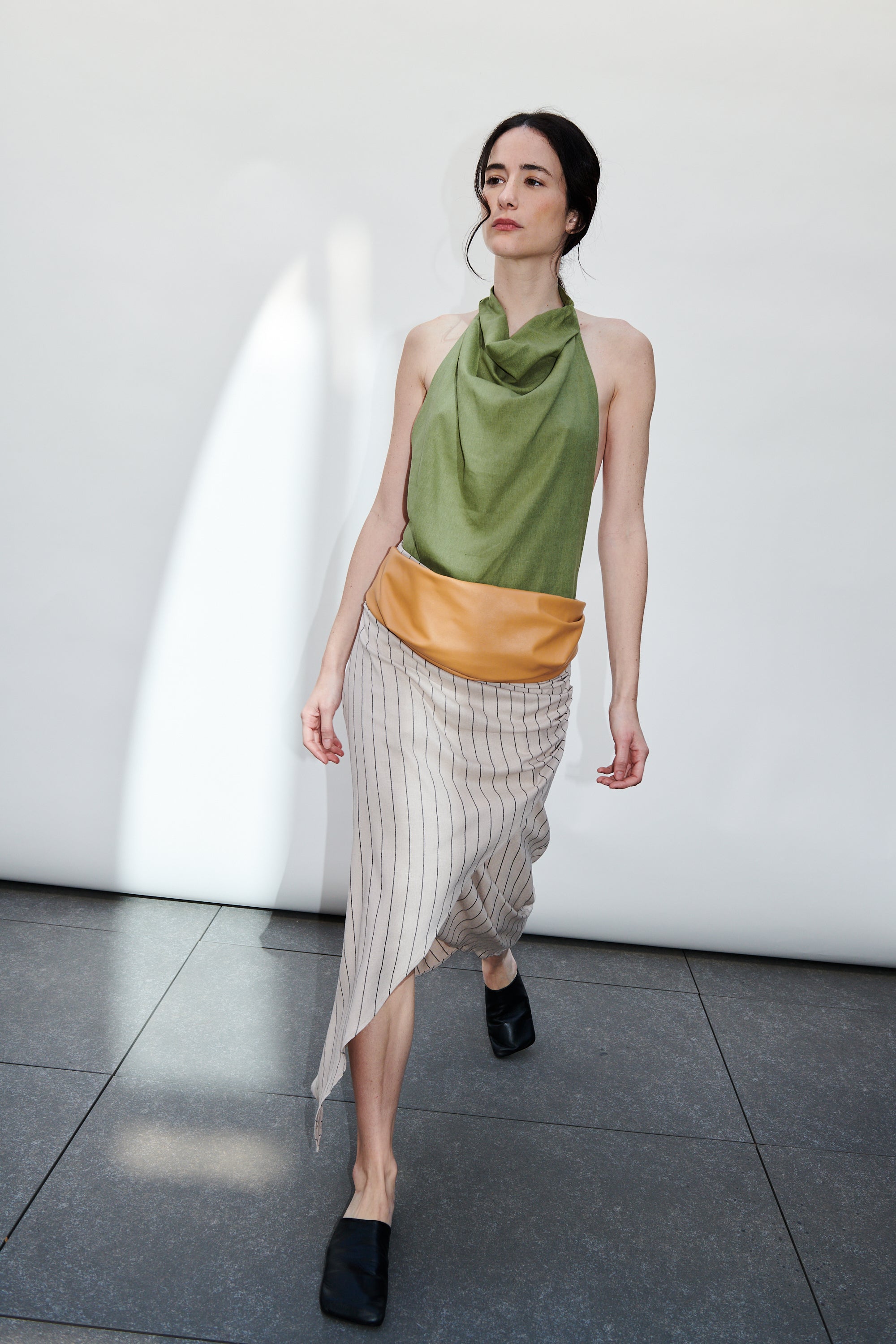 Falda Barut Lino Listado Beige