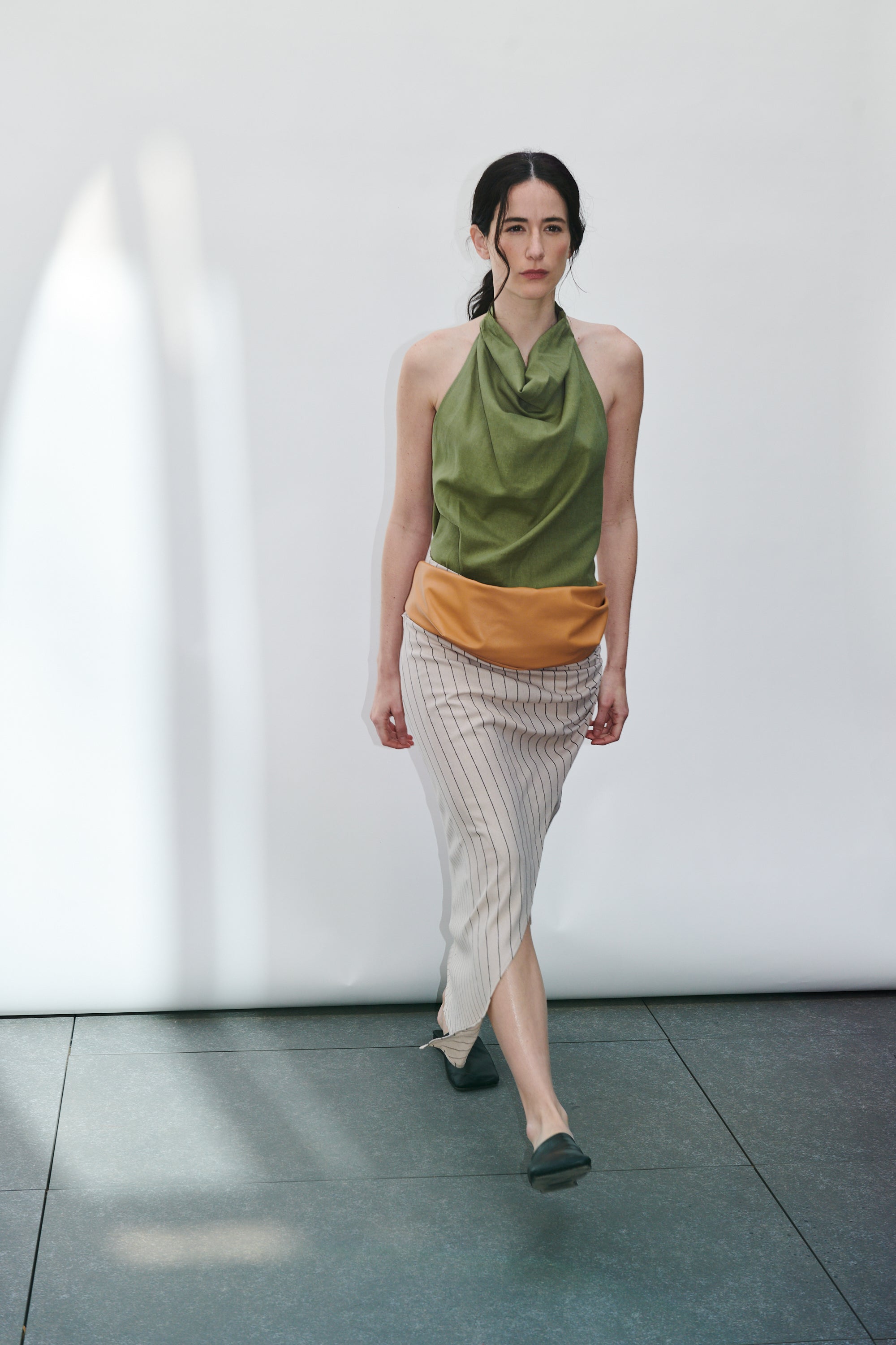 Falda Barut Lino Listado Beige