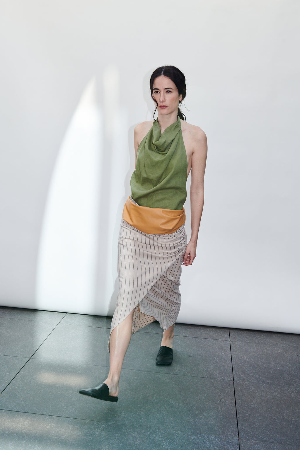 Falda Barut Lino Listado Beige