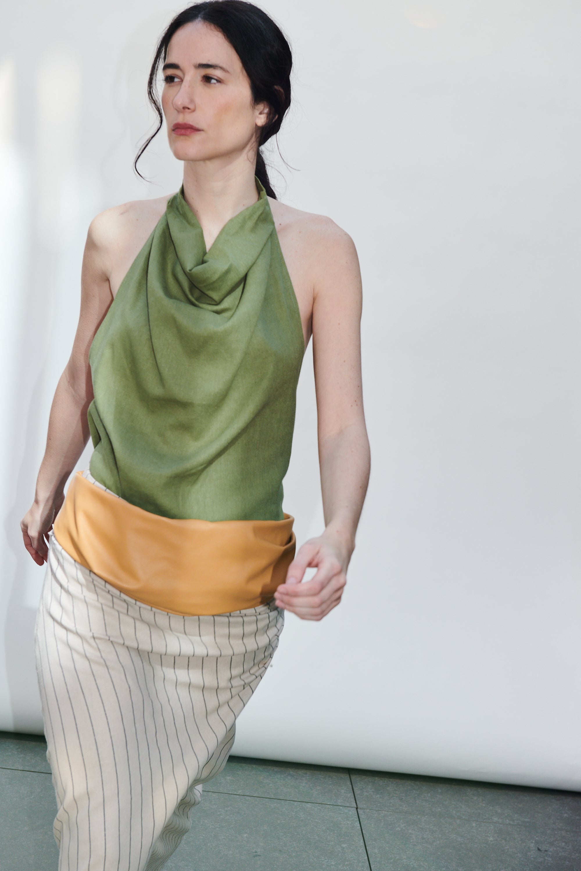 Falda Barut Lino Listado Beige