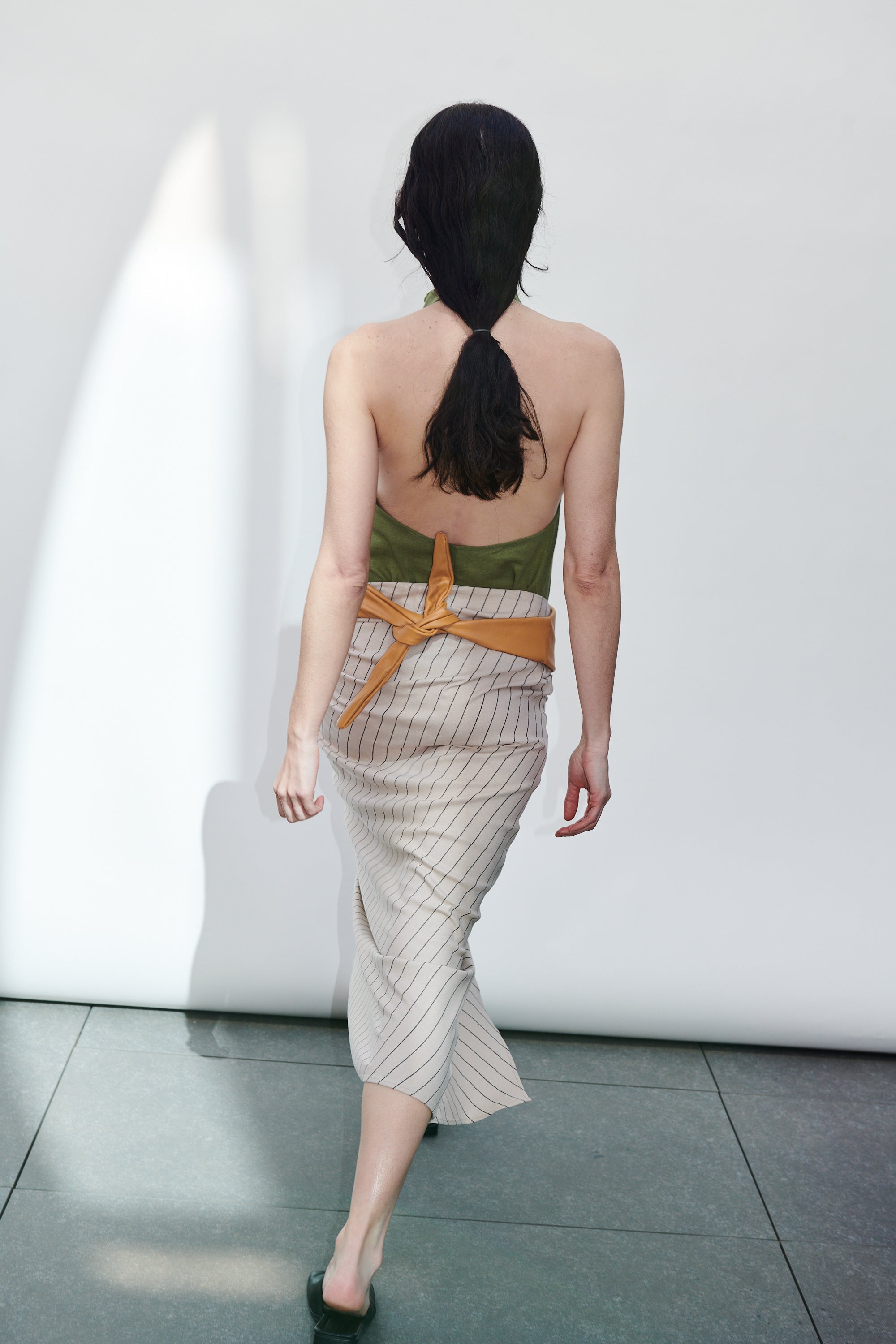 Falda Barut Lino Listado Beige