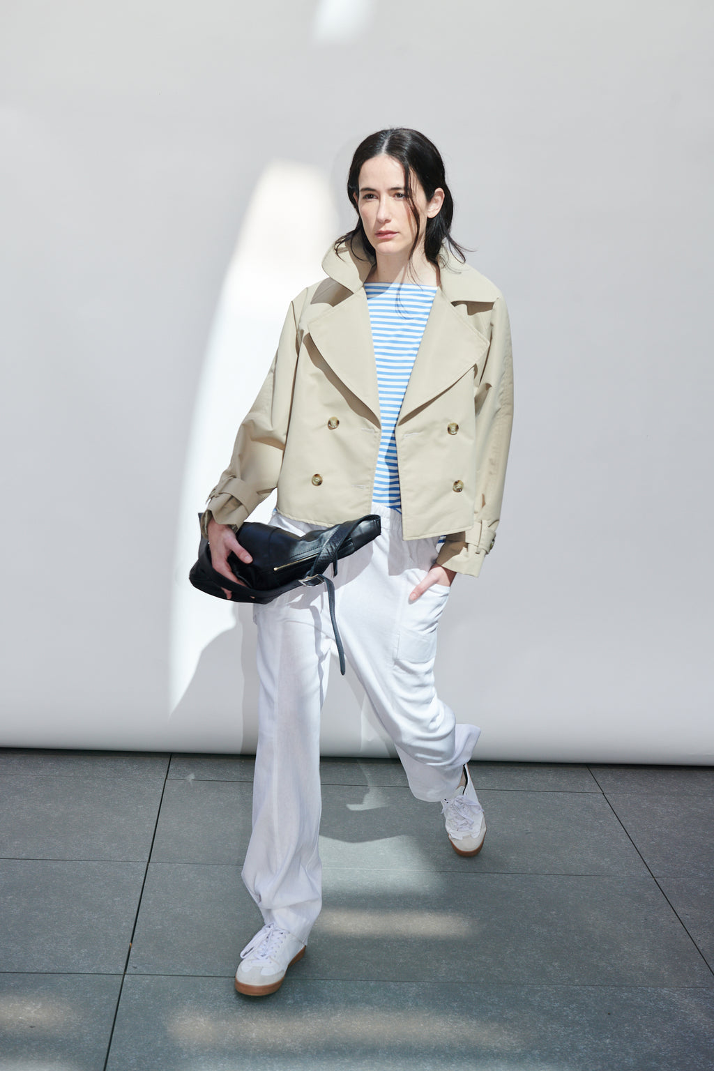 Polera Monet Listada Celeste