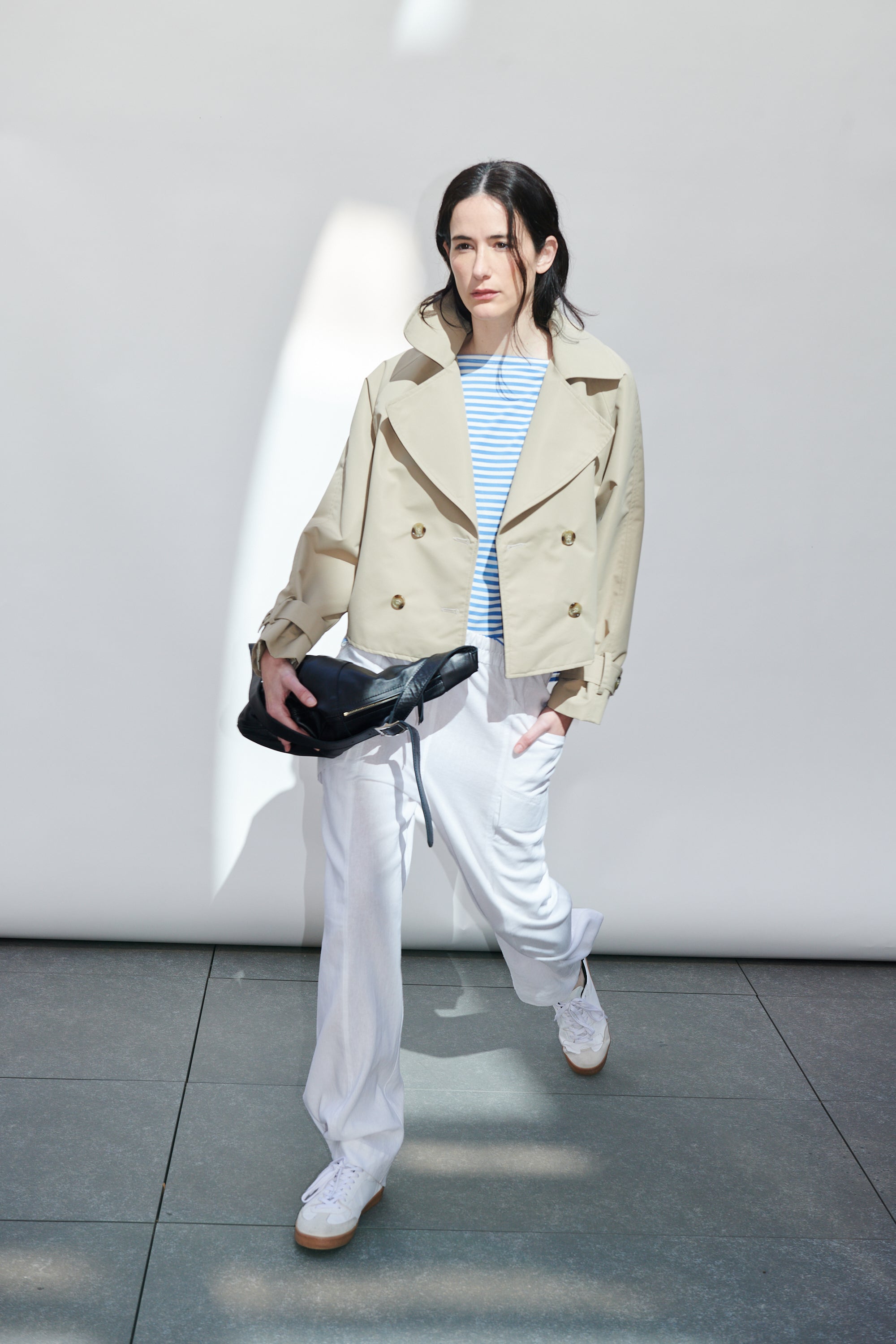 Polera Monet Listada Celeste