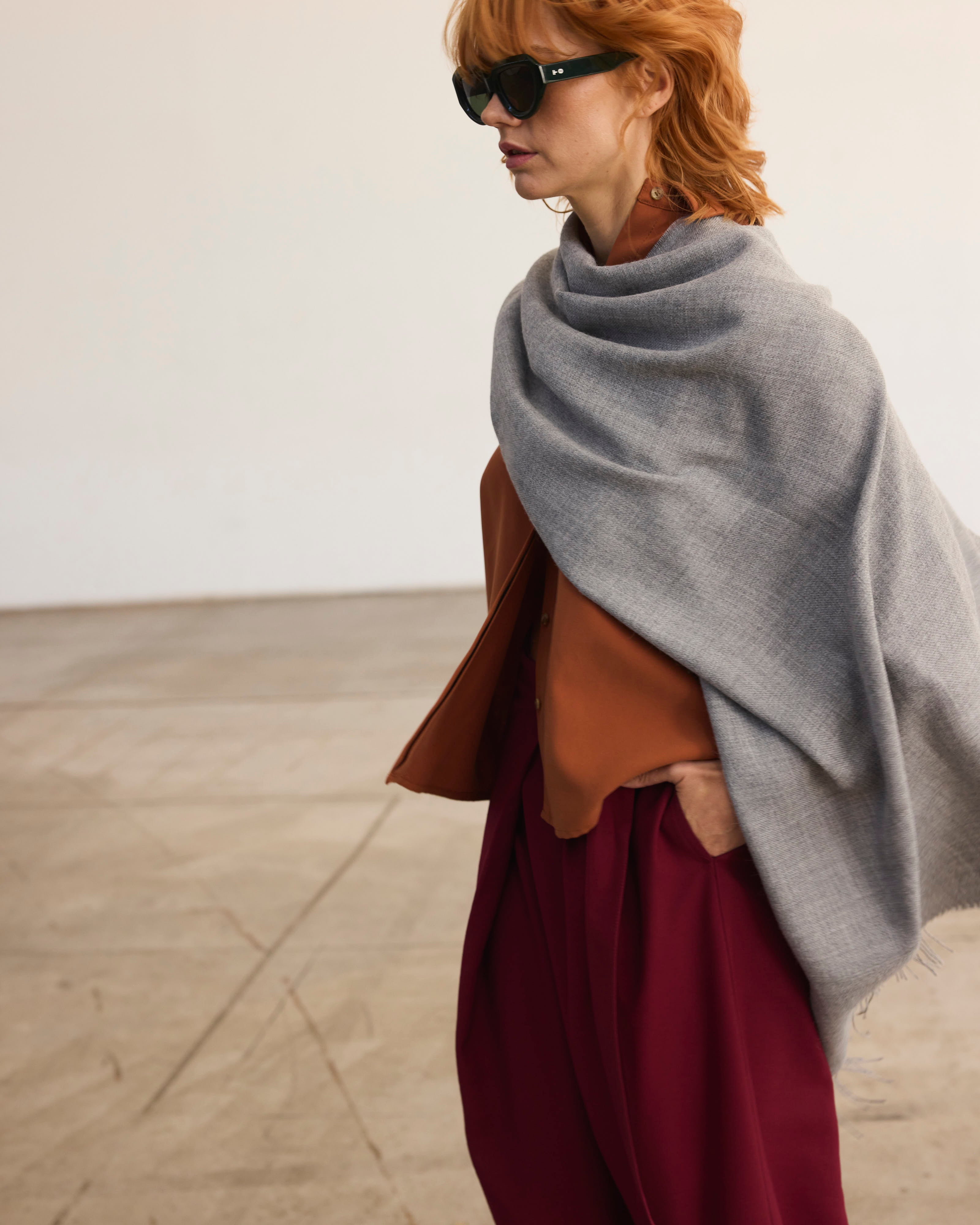 Bufanda Lavande 100% Baby Alpaca Gris Claro