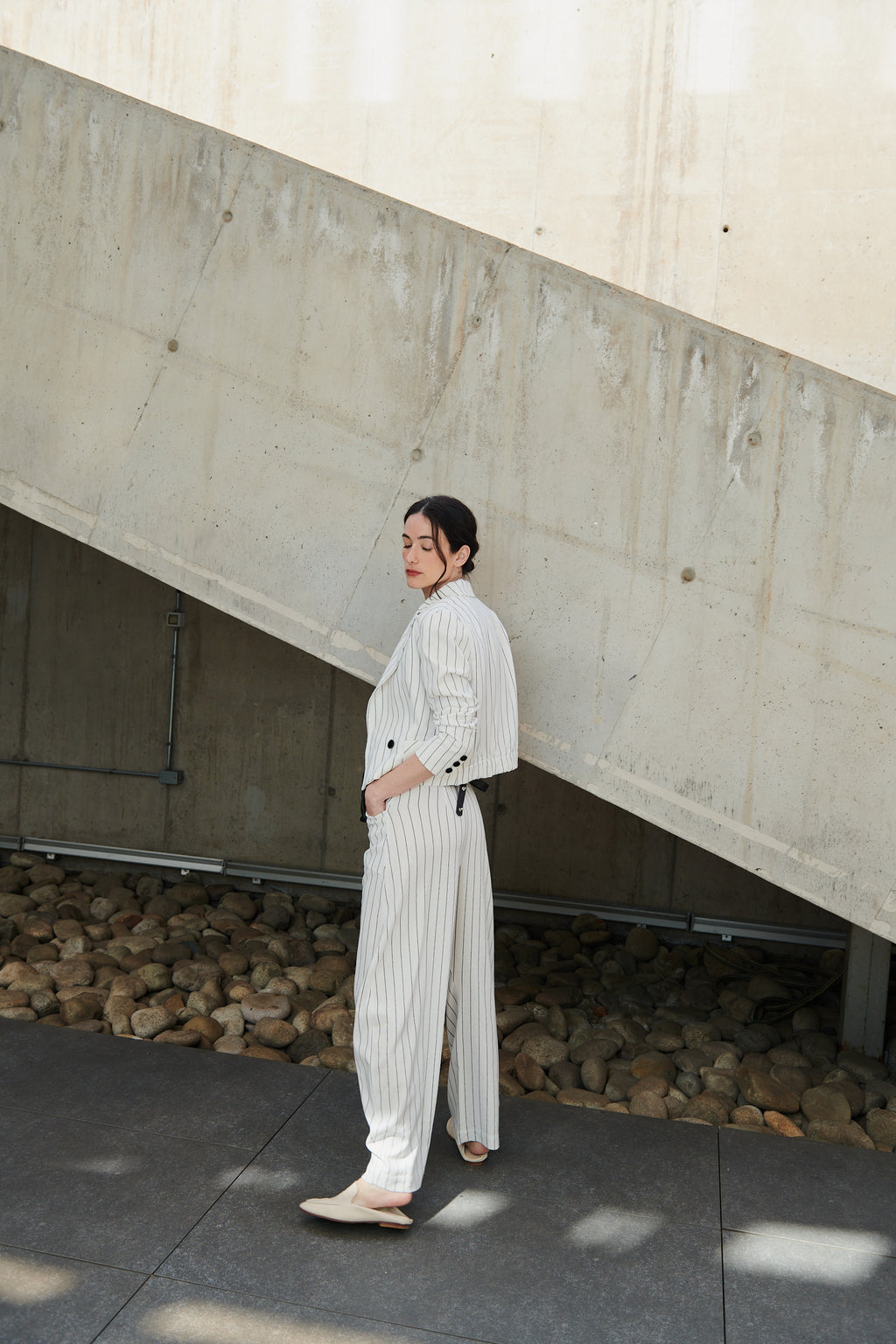 Blazer Mosela Lino Listado Blanco | Limited Edition