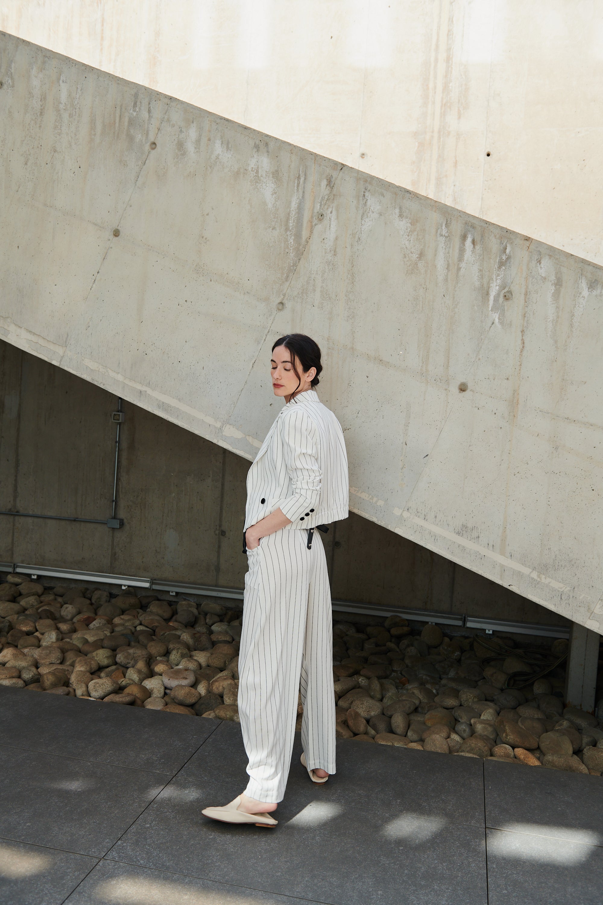 Blazer Mosela Lino Listado Blanco | Limited Edition