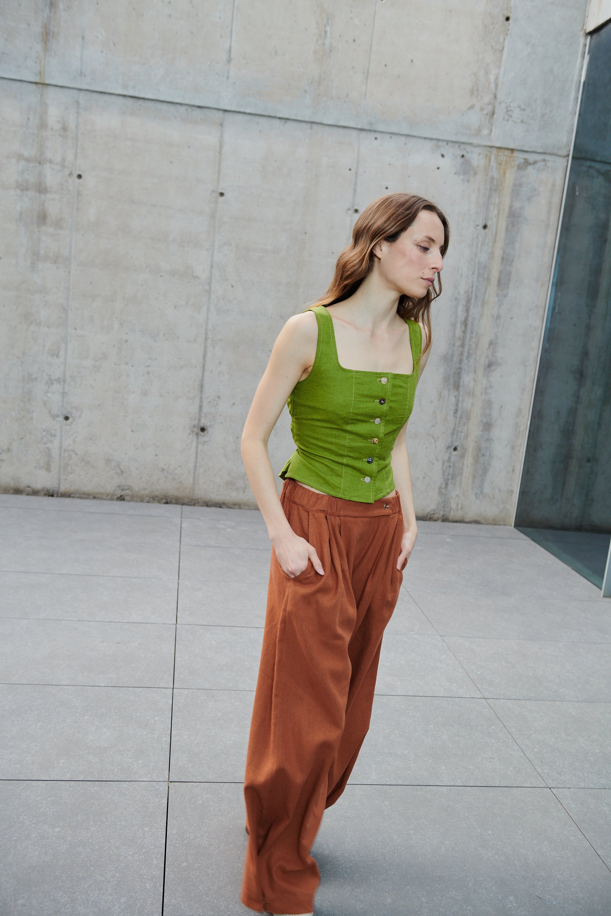 Top Varo Algodón Verde