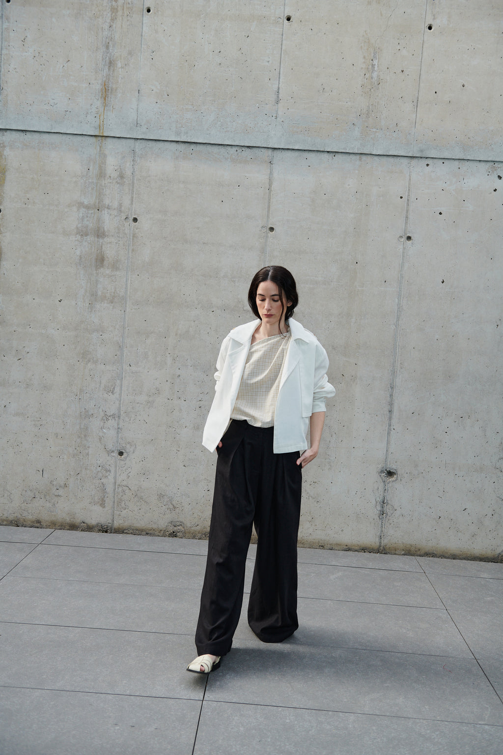 Top Rousseau Lino Escoces Beige