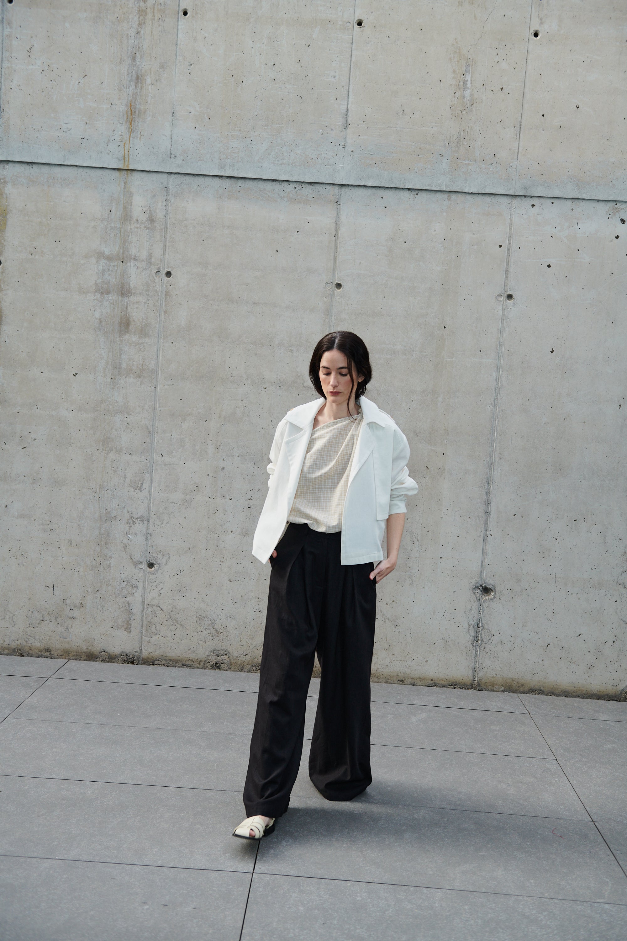 Top Rousseau Lino Escoces Beige