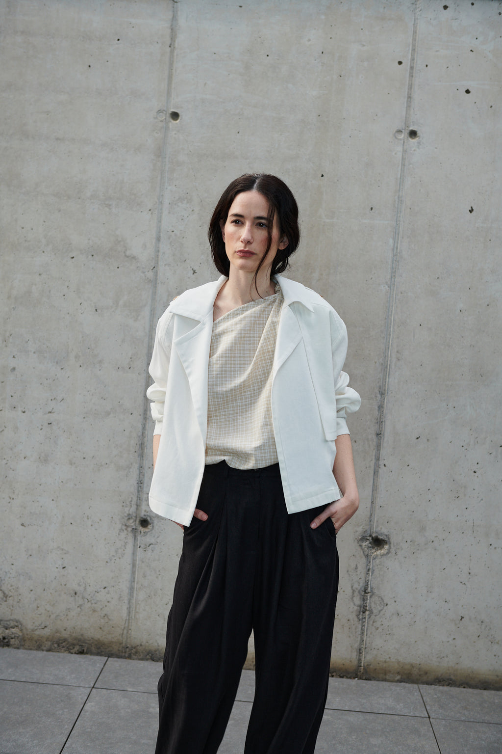 Top Rousseau Lino Escoces Beige