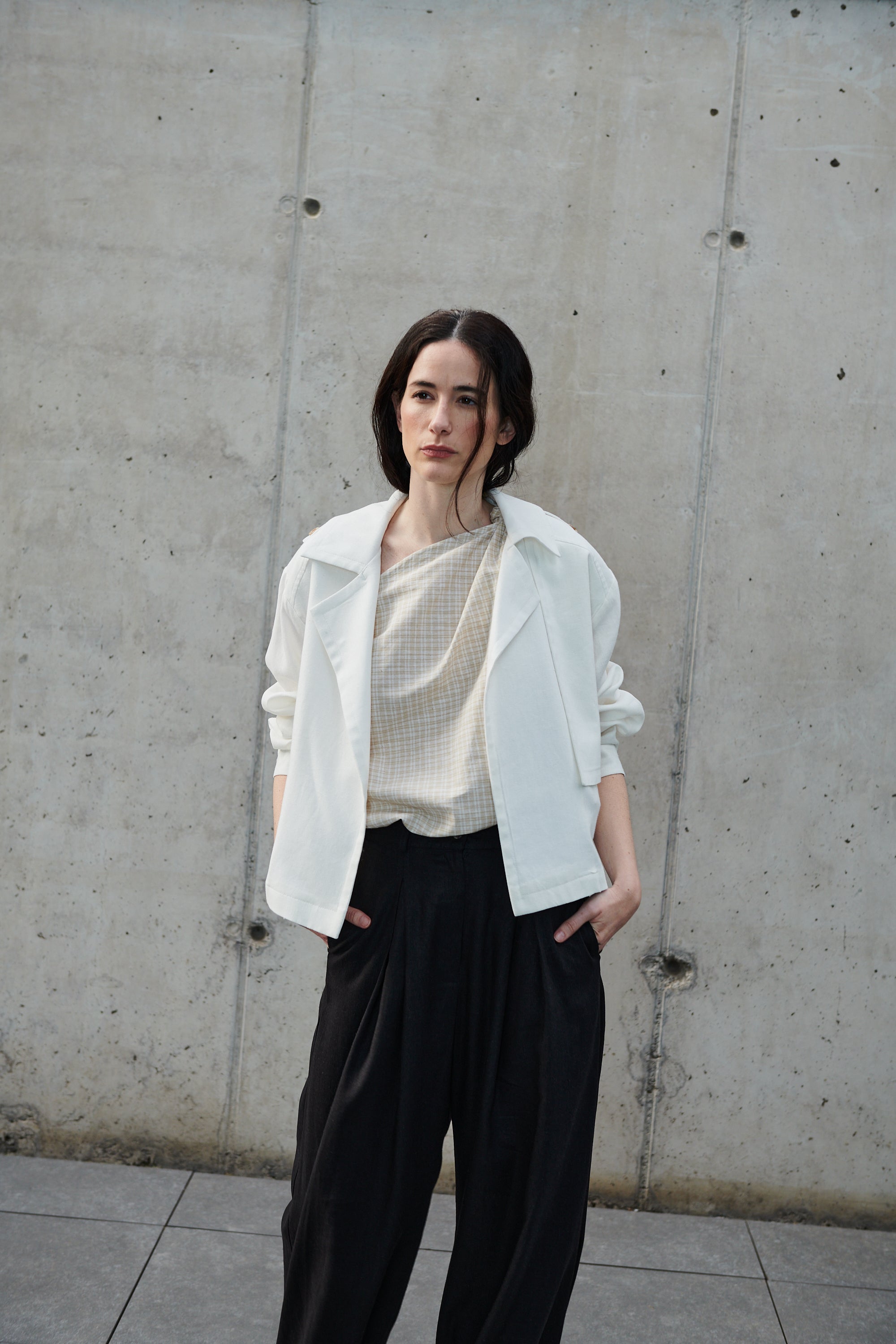 Top Rousseau Lino Escoces Beige