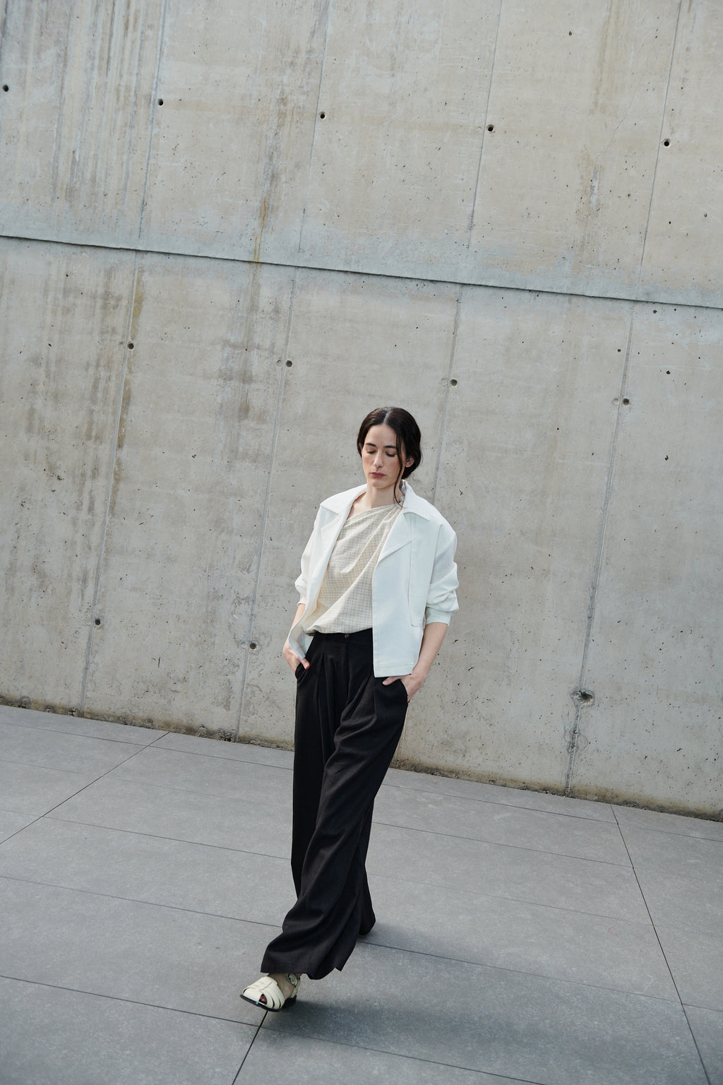 Top Rousseau Lino Escoces Beige