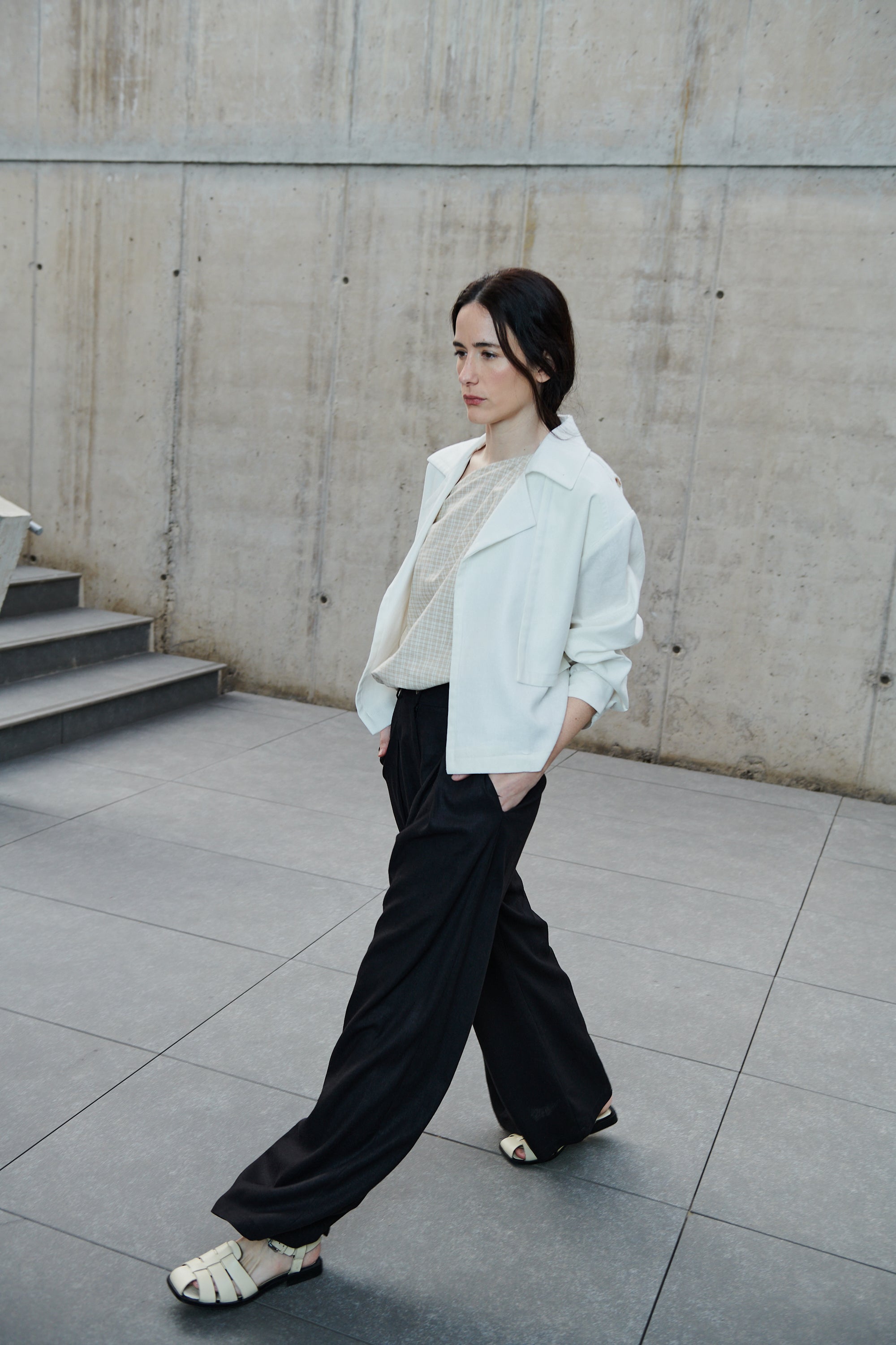 Top Rousseau Lino Escoces Beige